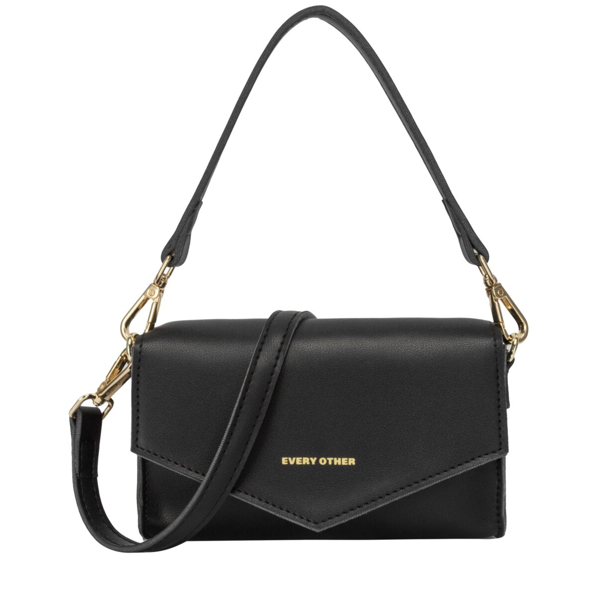 Black Flap Over Shoulder Bag 12004