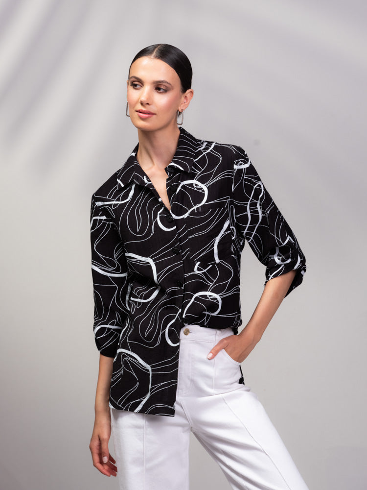 Black Print Shirt - A45252