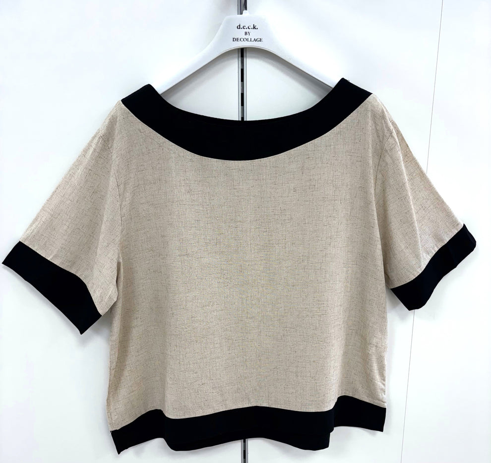 Beige & Black Trim Top - 12657