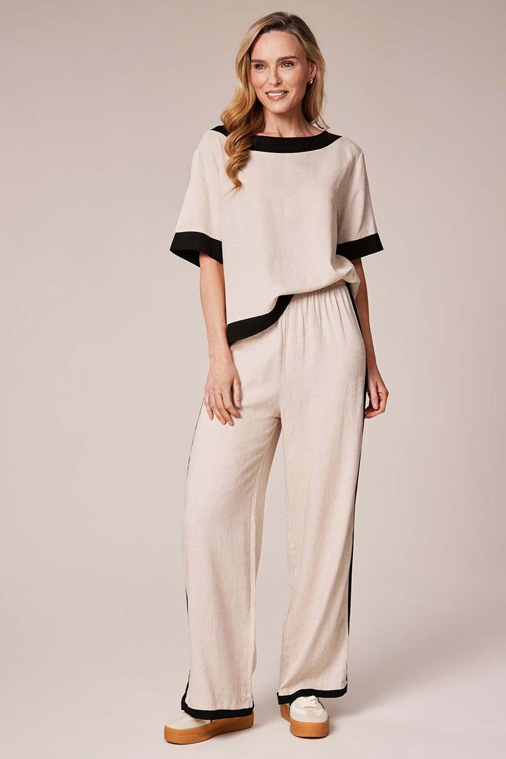 Beige & Black Trim Top - 12657