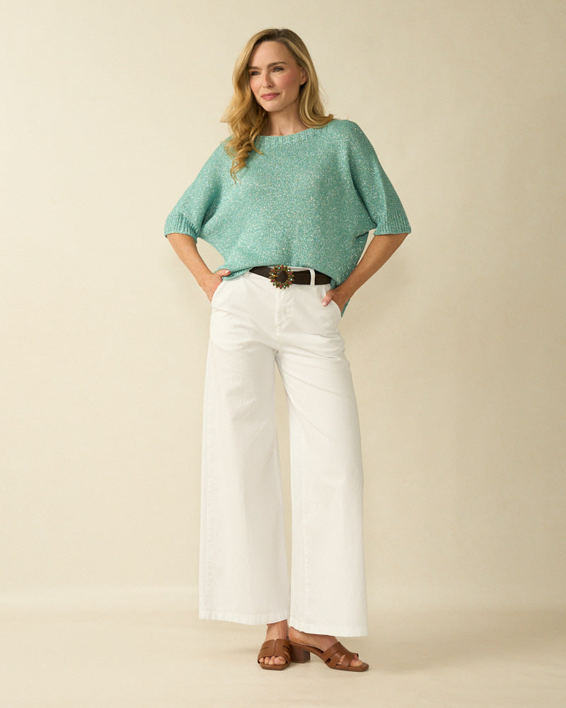 Aqua Lurex Knit Top - 1276-01