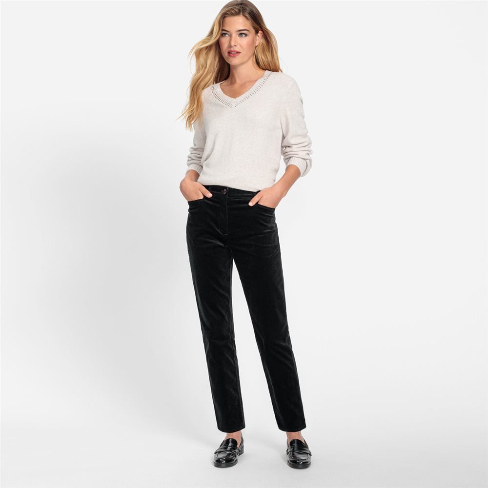 Casual Black Velvet Trousers - 14002239