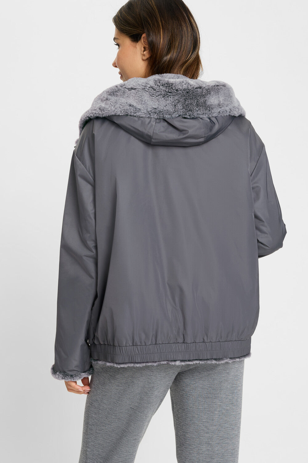 Misty Grey Faux Fur Jacket - 15101437