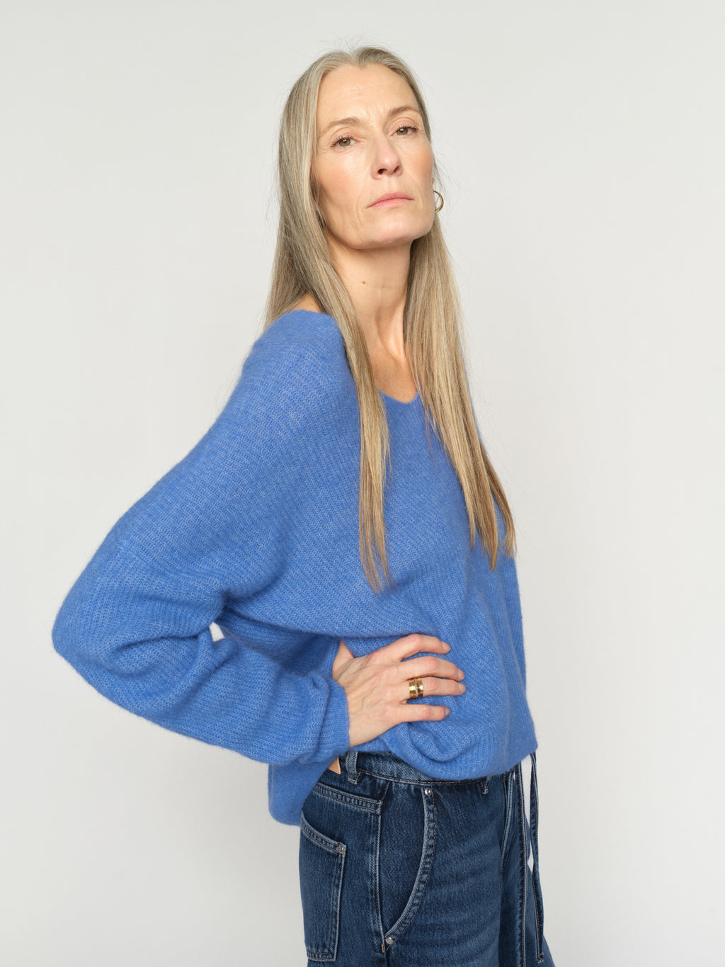 Thora Ultramarine V Neck Knit - 153900