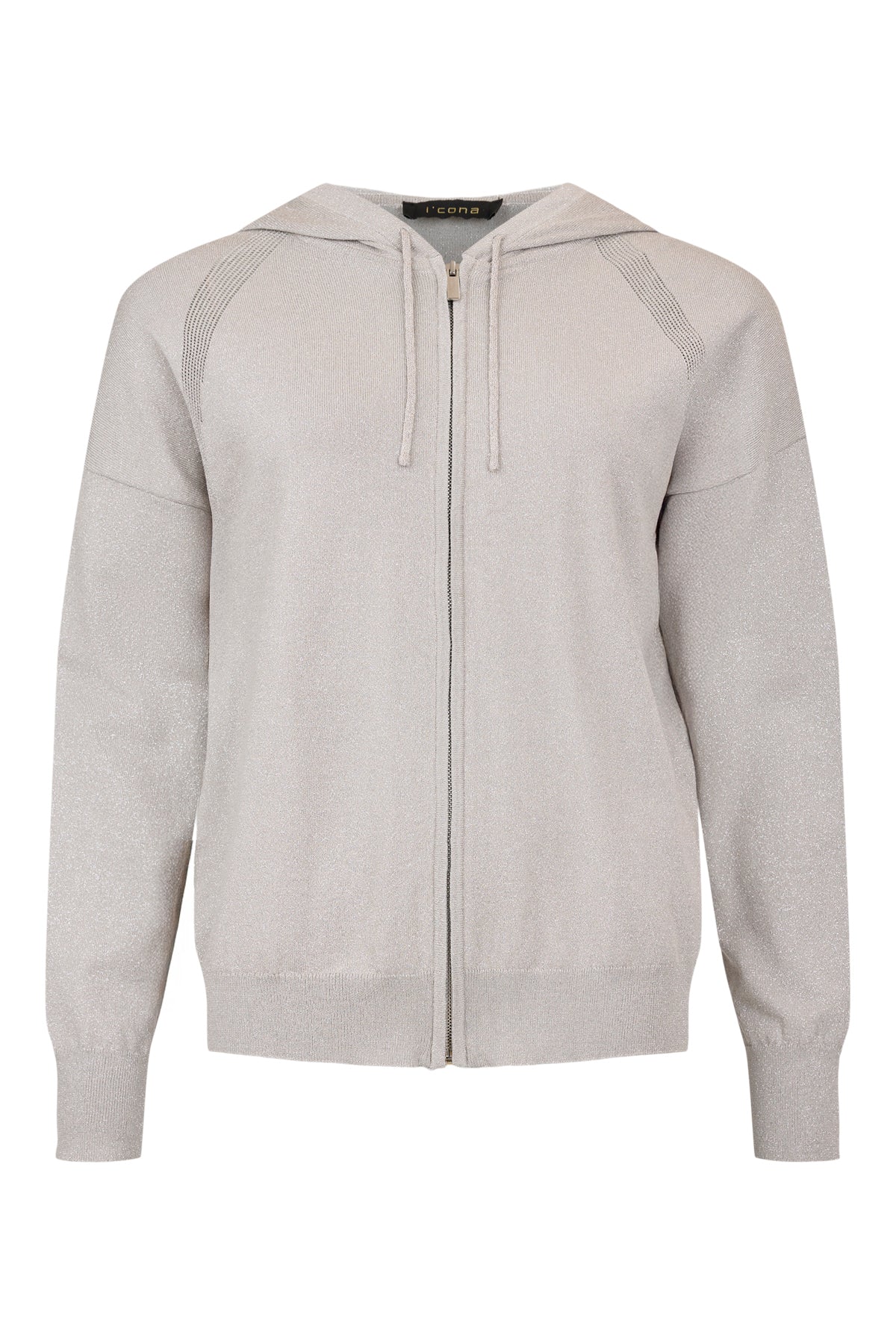 Taupe Metallic Hooded Zip Top - 67397