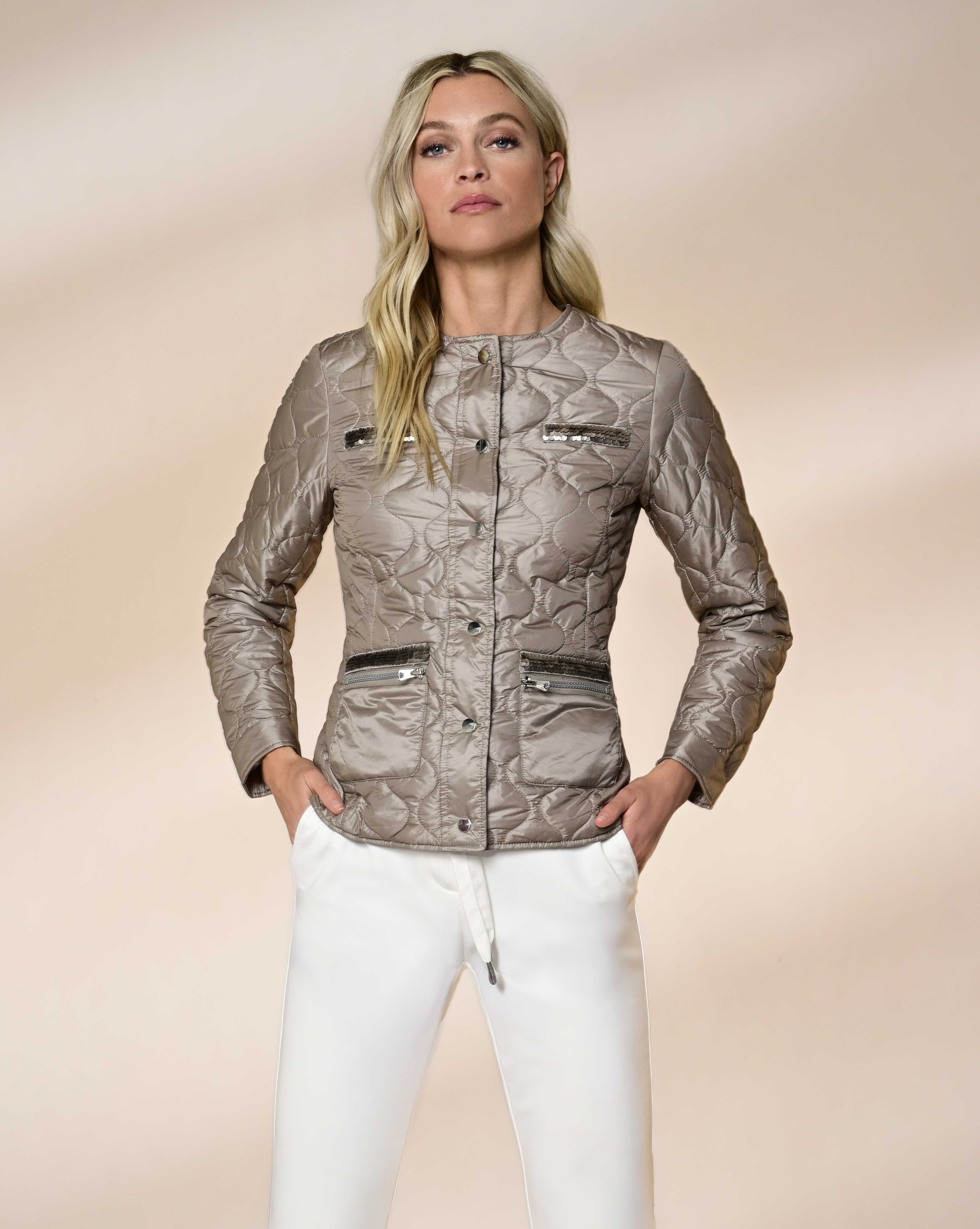 Taupe Fitted Quilt Jacket - 67399