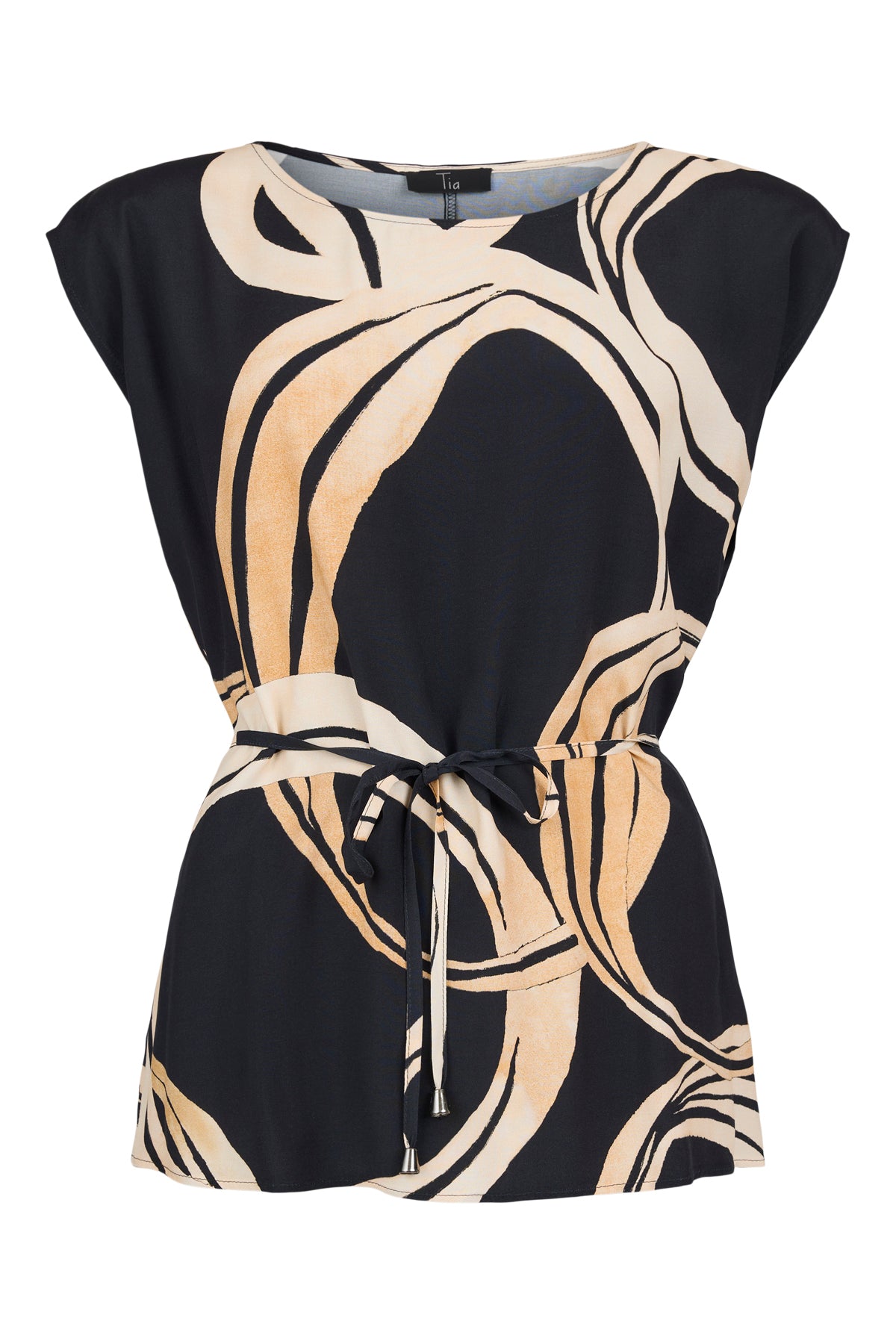 Black & Sand Circle Print Top - 73138