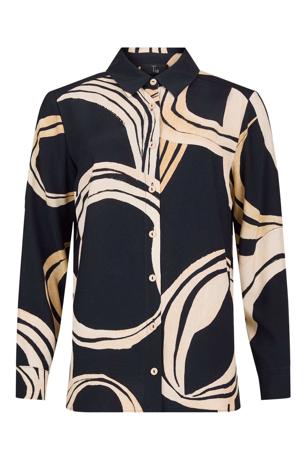 Black & Sand Circle Print Shirt - 76567