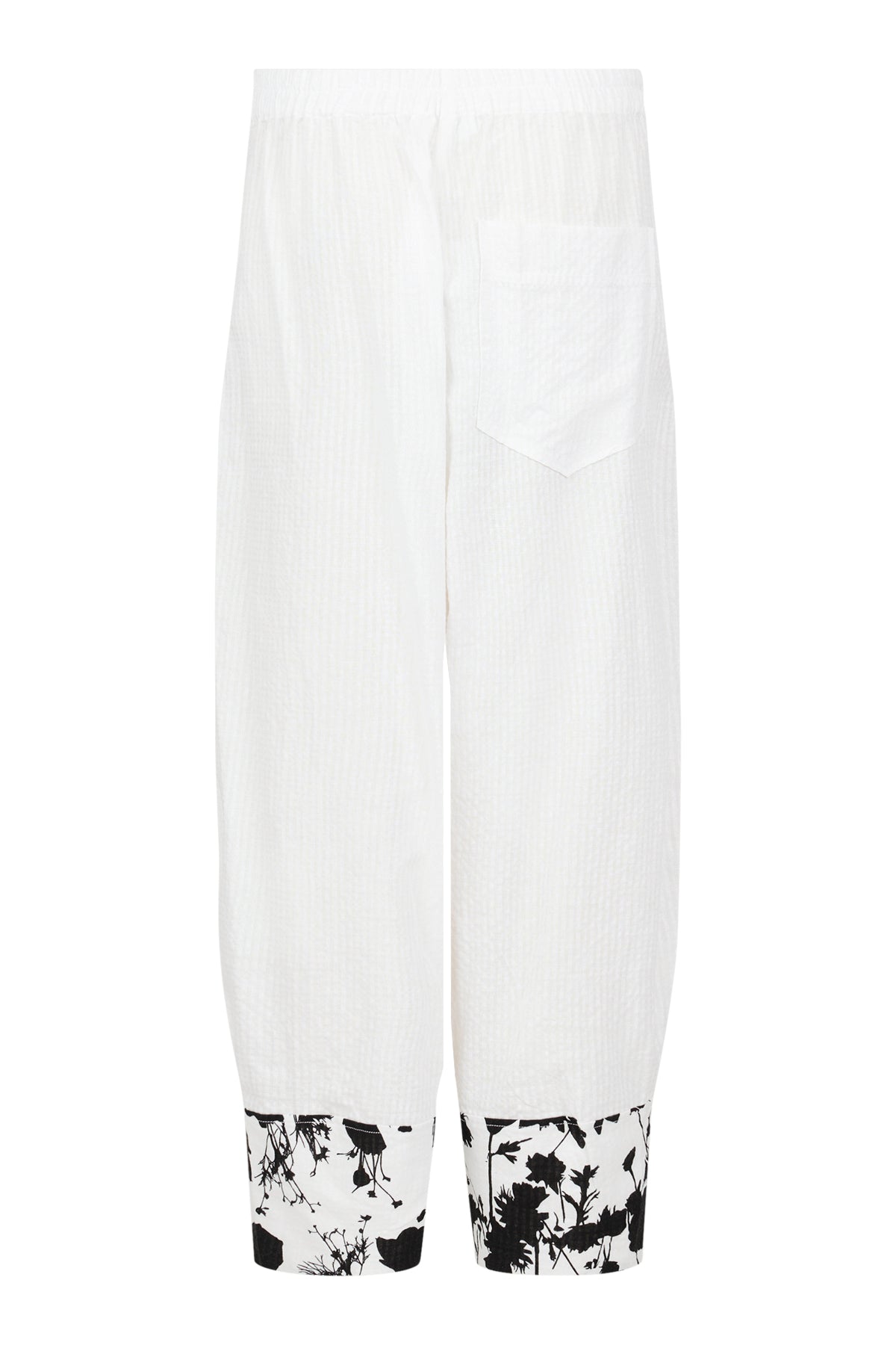 White & Black Print Trousers - 81465
