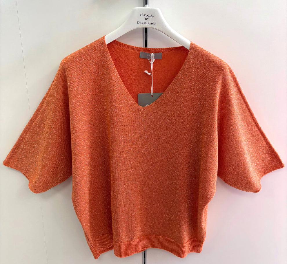 Orange V S/S V Neck Knit - 1785-01