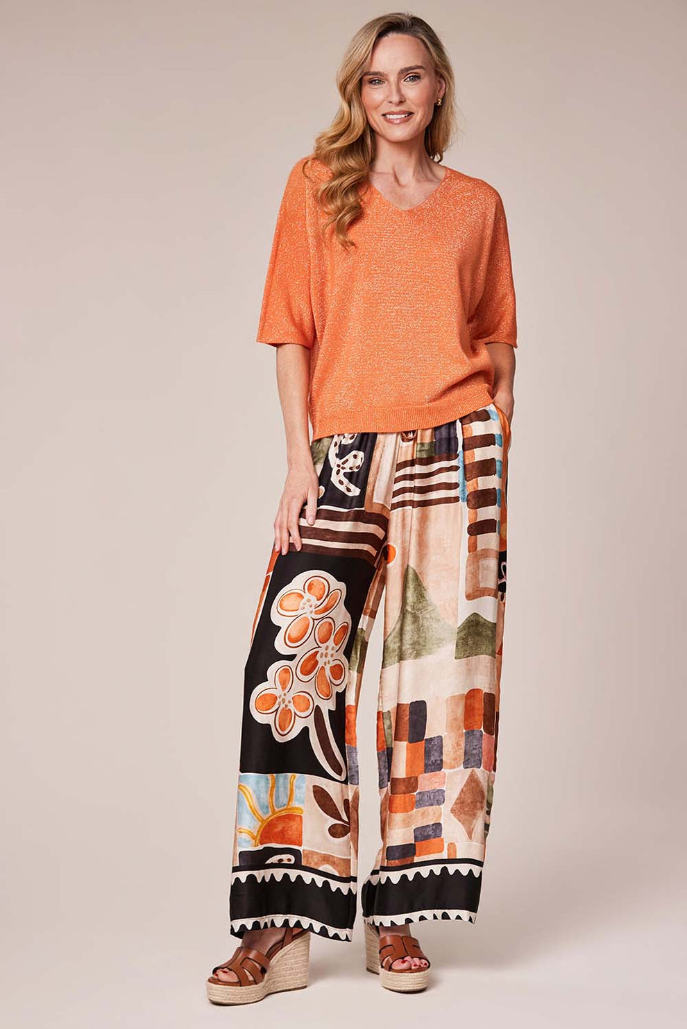 Orange V S/S V Neck Knit - 1785-01