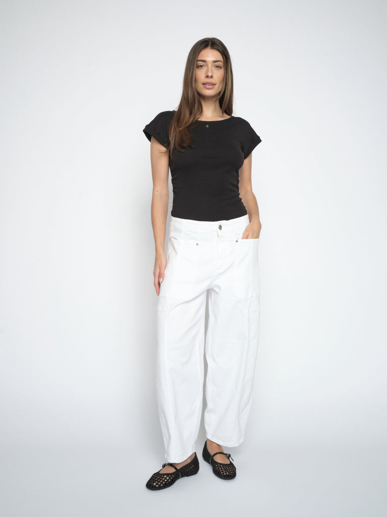 White Rosy Bianco Barrel Jeans - 179920