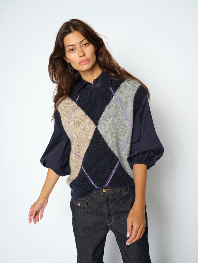 Jennine Salute Navy Knit Vest - 183090
