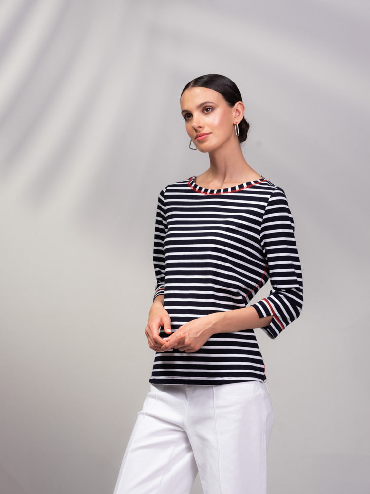 Navy & White Striped Top - A45418