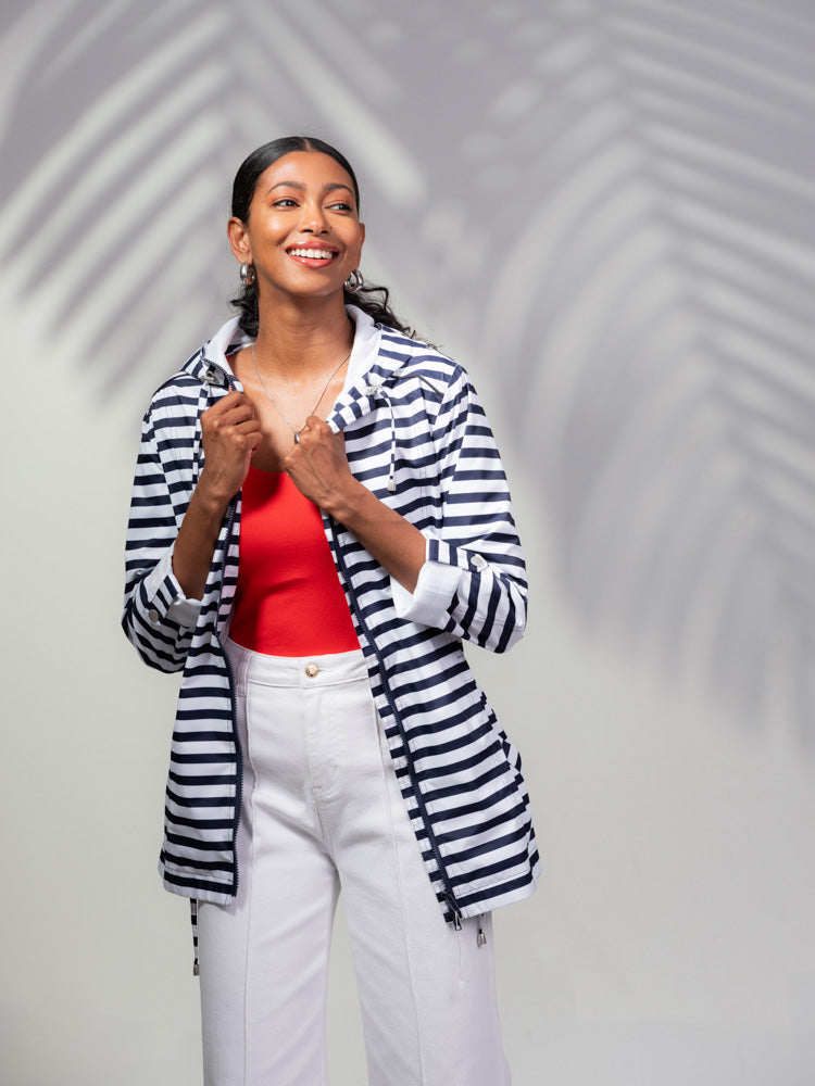 Navy & White Striped Jacket - A45430