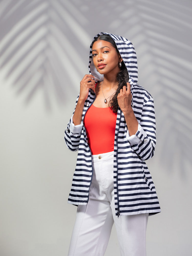 Navy & White Striped Jacket - A45430