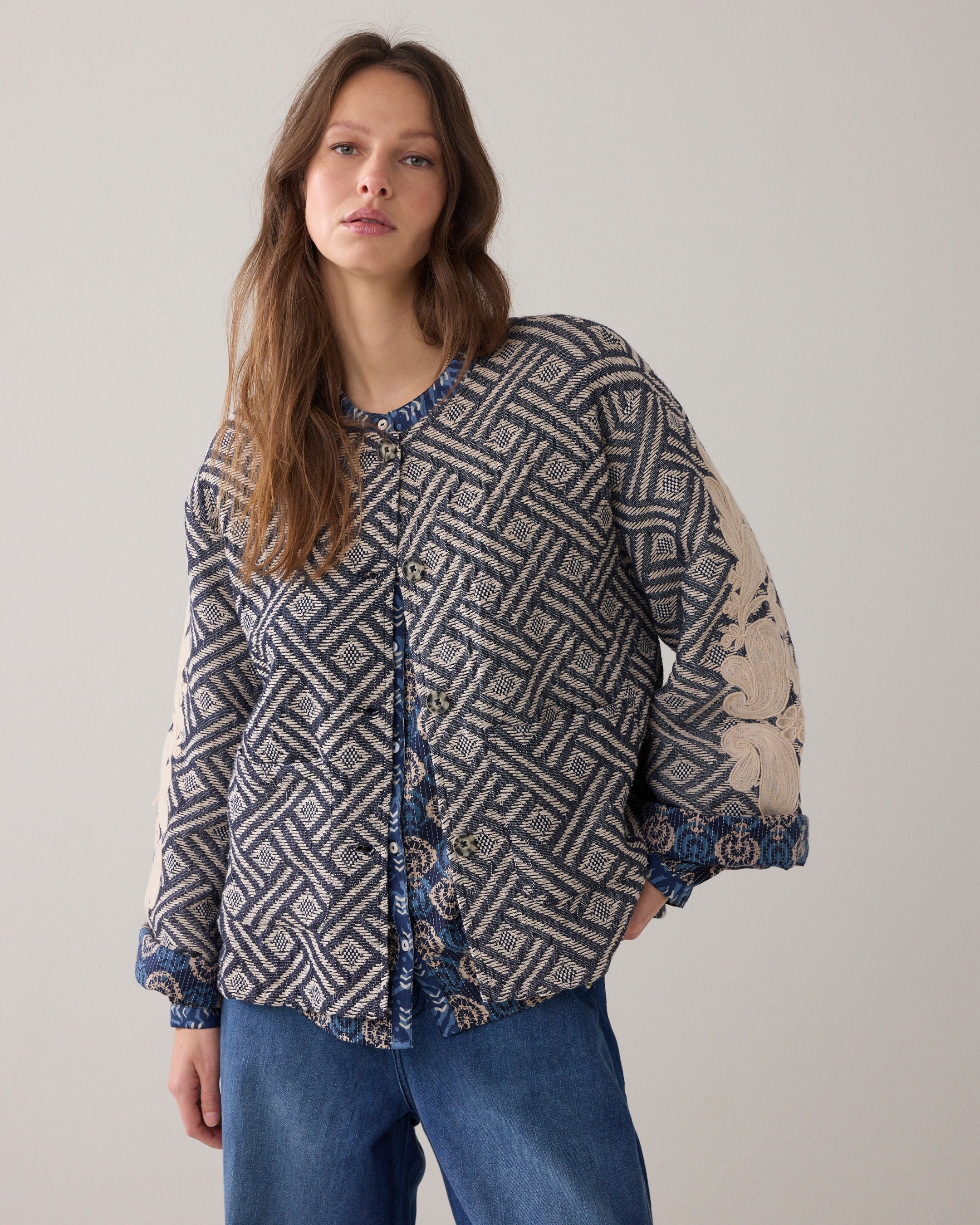 Midnight Blue Jacquard Jacket - 1S1284