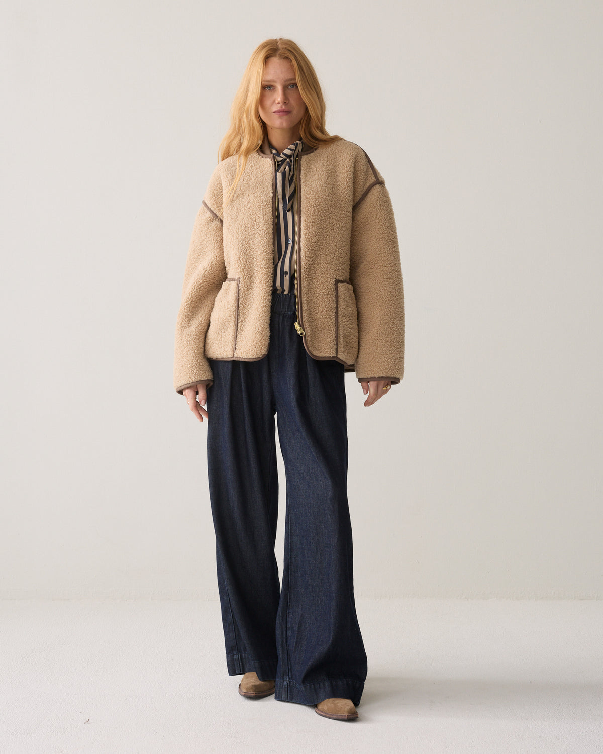 Light Taupe Teddy Jacket - 1s1312