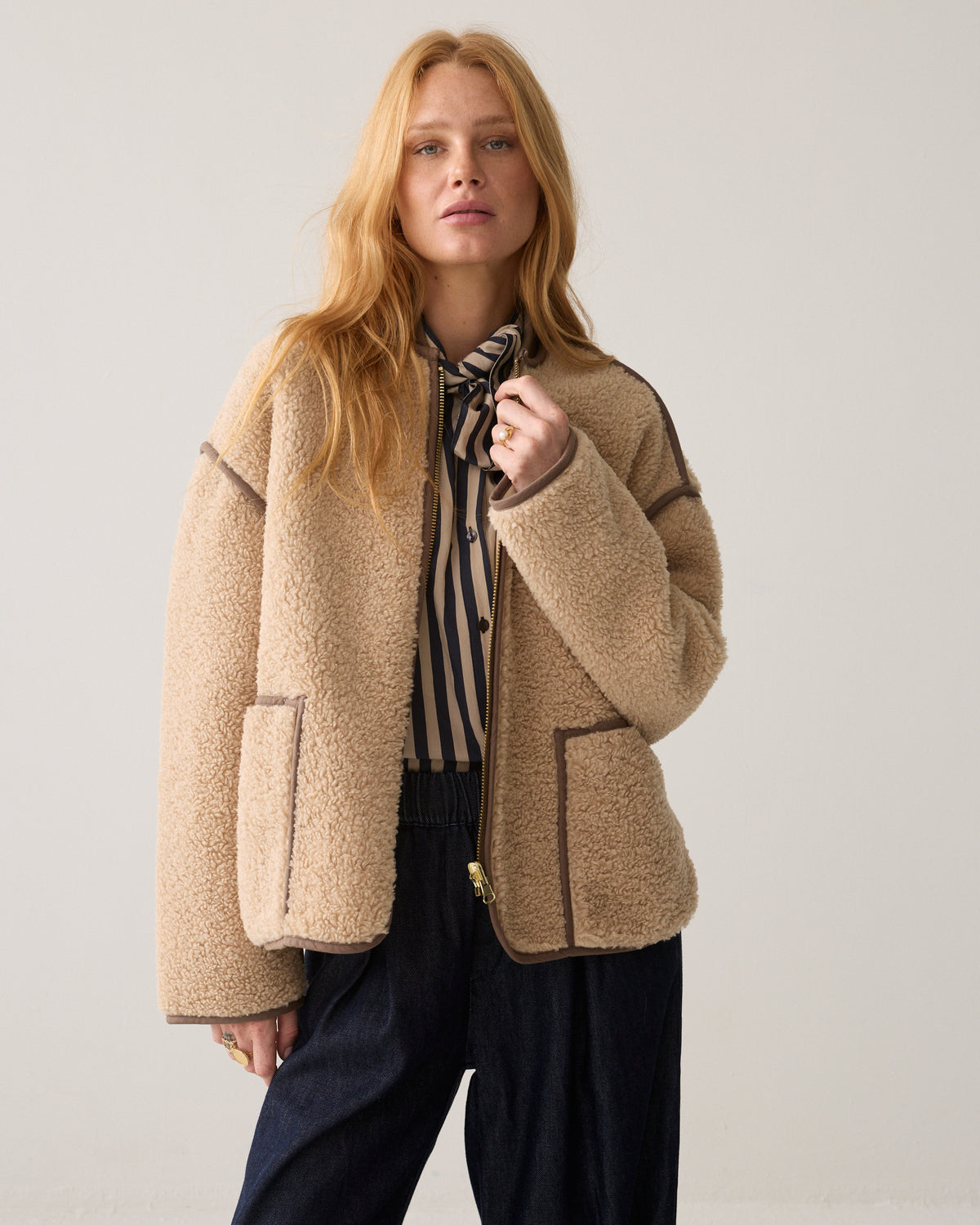 Light Taupe Teddy Jacket - 1s1312