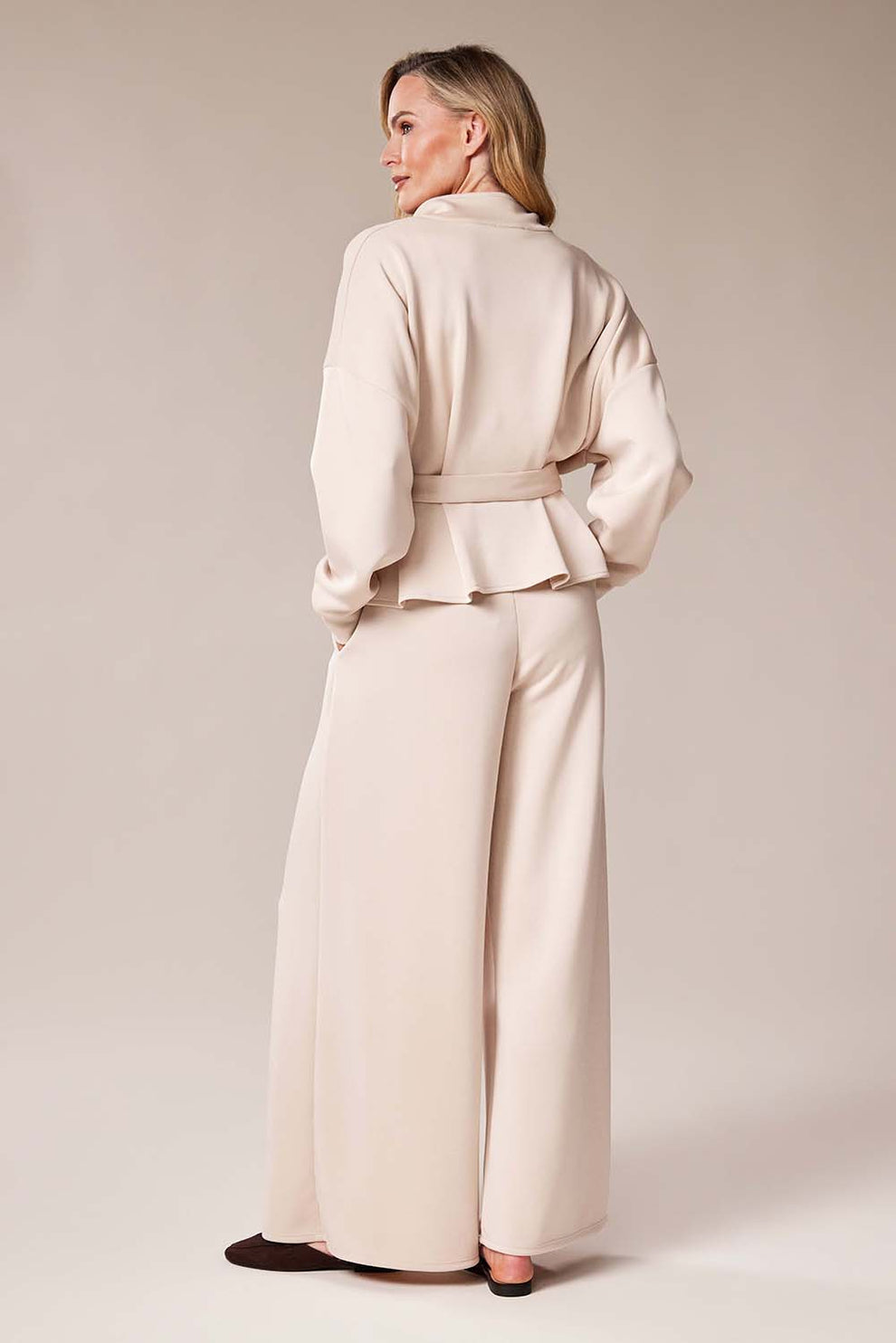 Beige Wide Leg Trousers - 20110