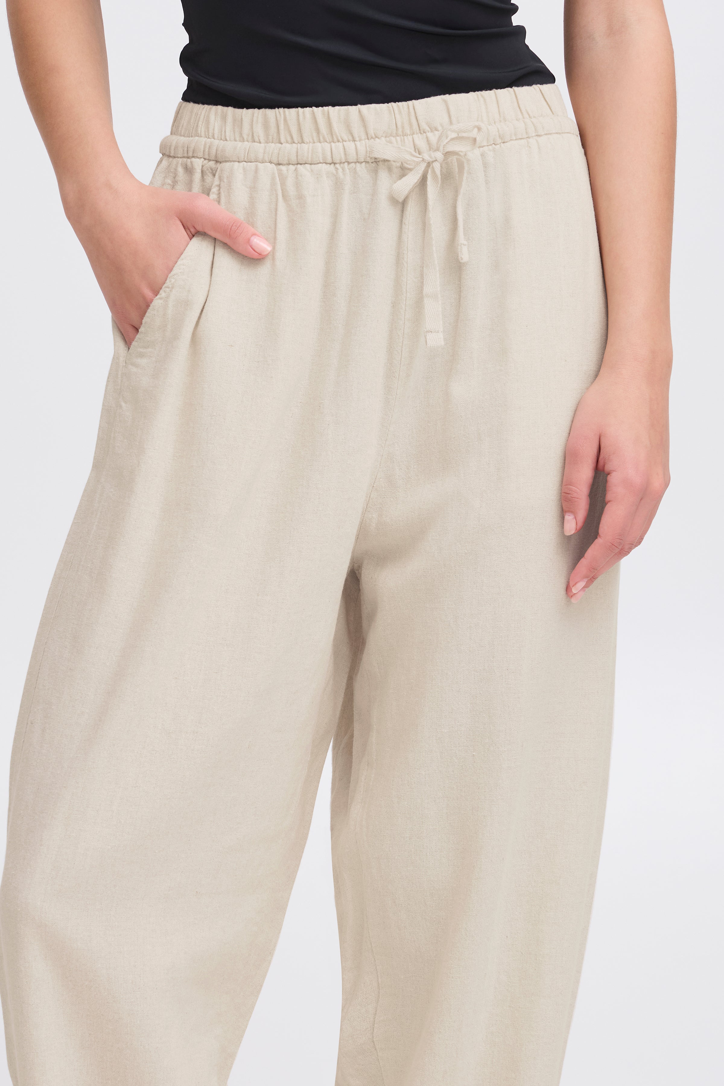 Linno Natural Ecru Barrel Pants - 20122913