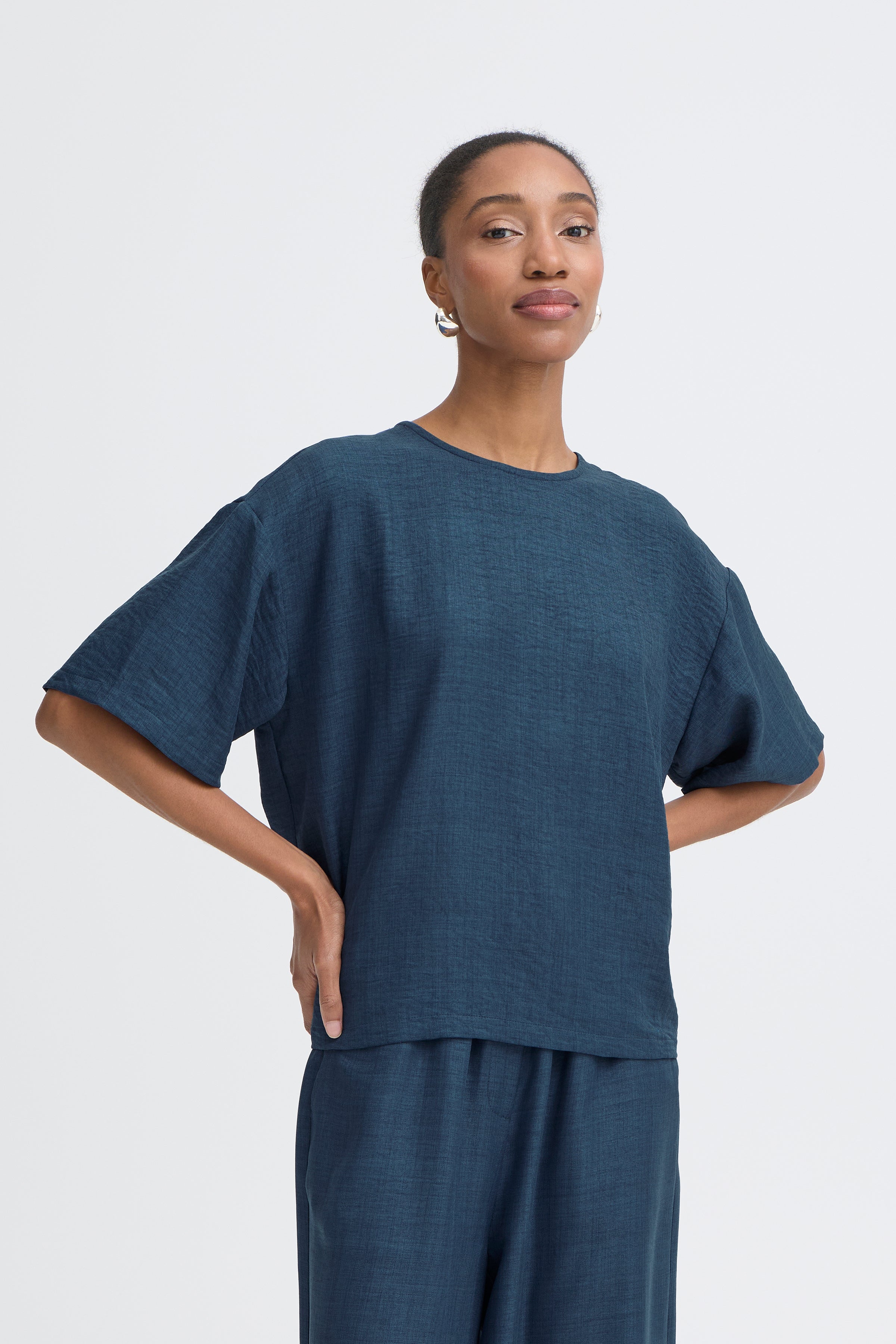 Katico True Navy Melange Blouse - 20125563