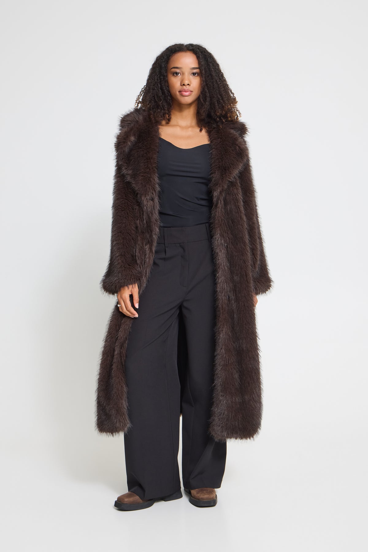 Havuza Chocolate Faux Fur Coat - 20125927