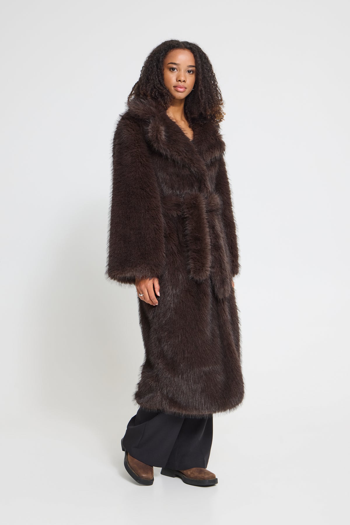 Havuza Chocolate Faux Fur Coat - 20125927