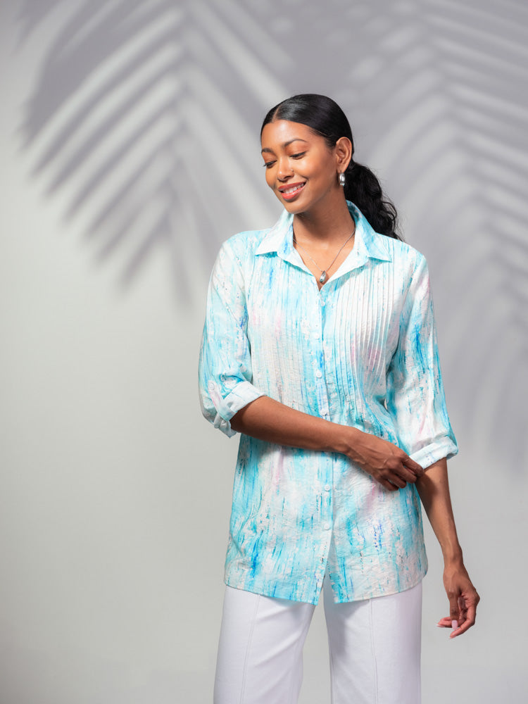 Aqua Pin-tuck Shirt - A45445