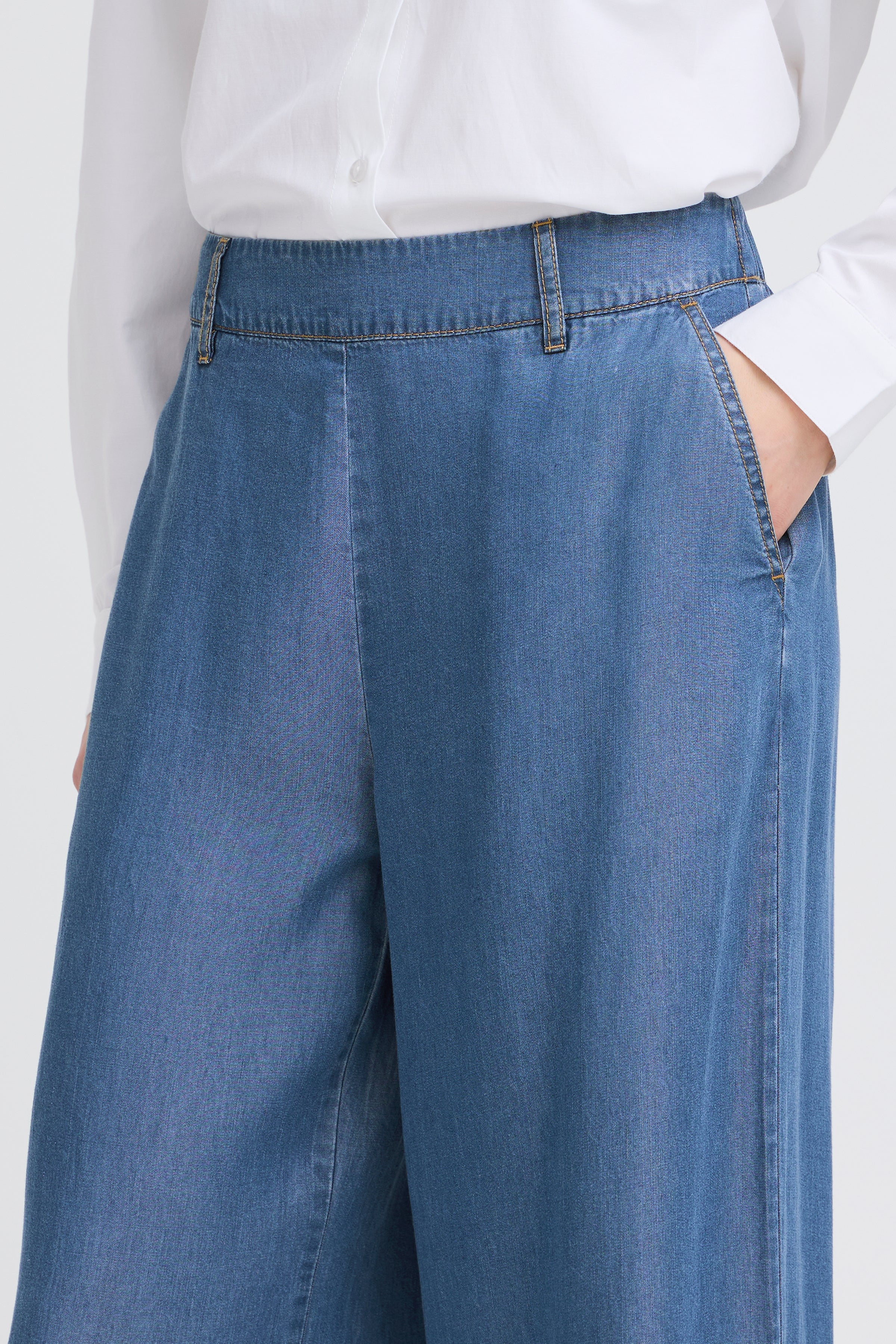 Kosmo Wide Mid Blue Denim Pants - 20818787