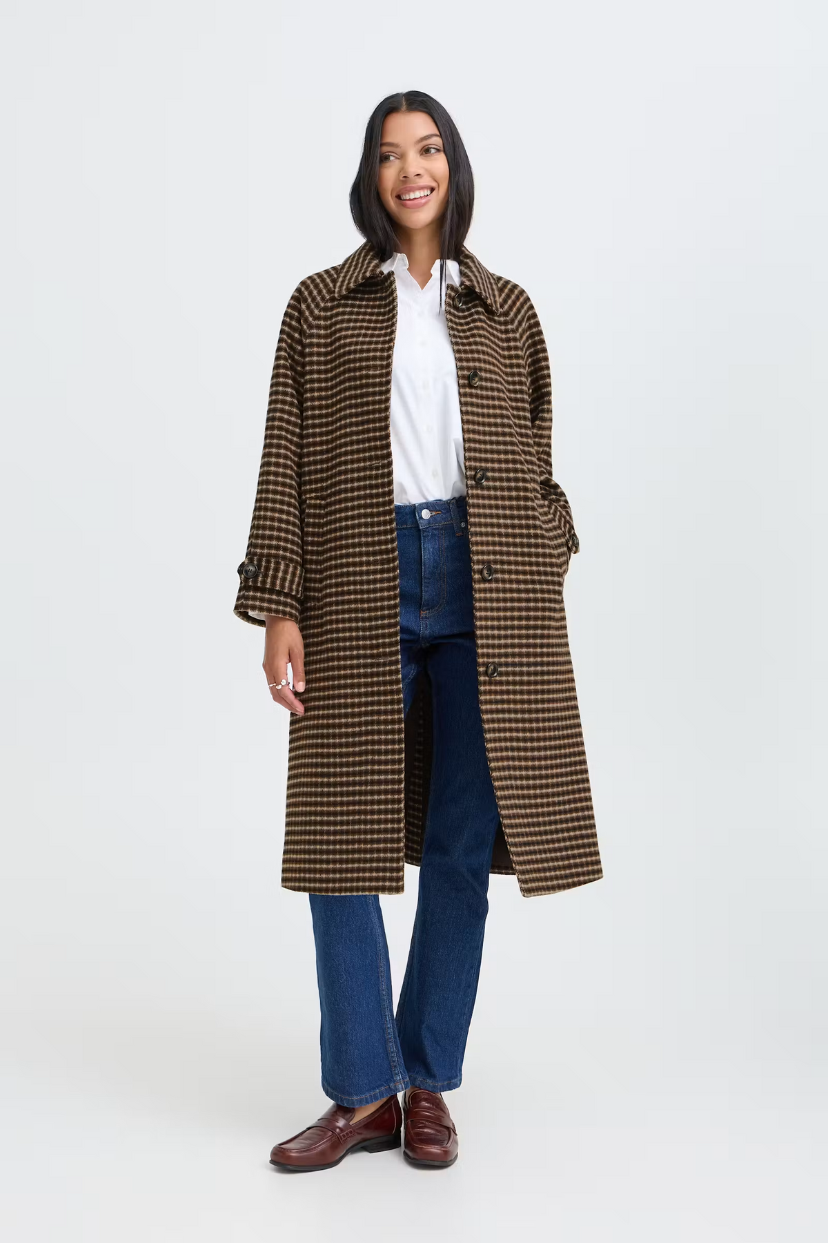 Camio Olive Night Check Coat - 20819133