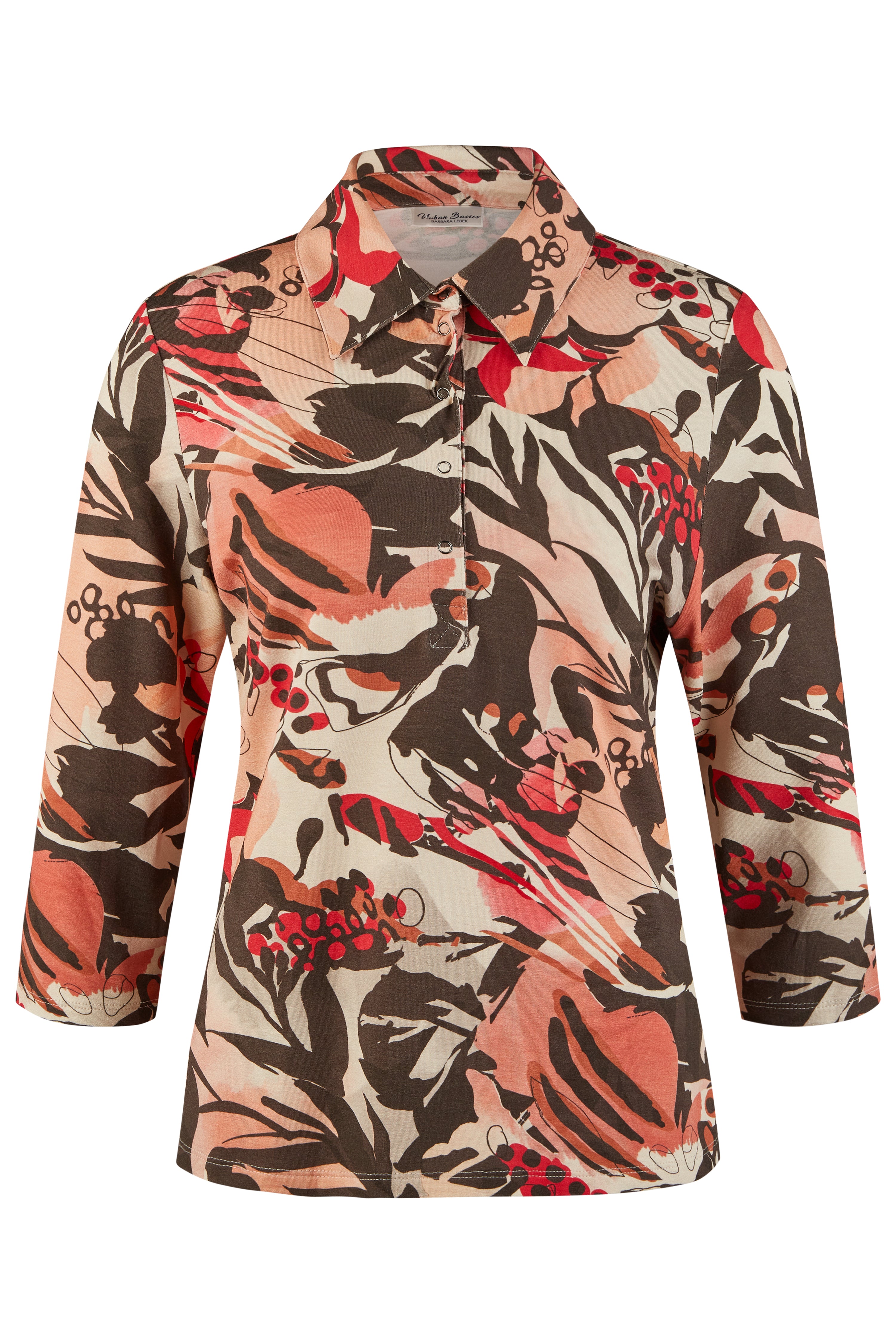 Leaf Print Polo Shirt 2154