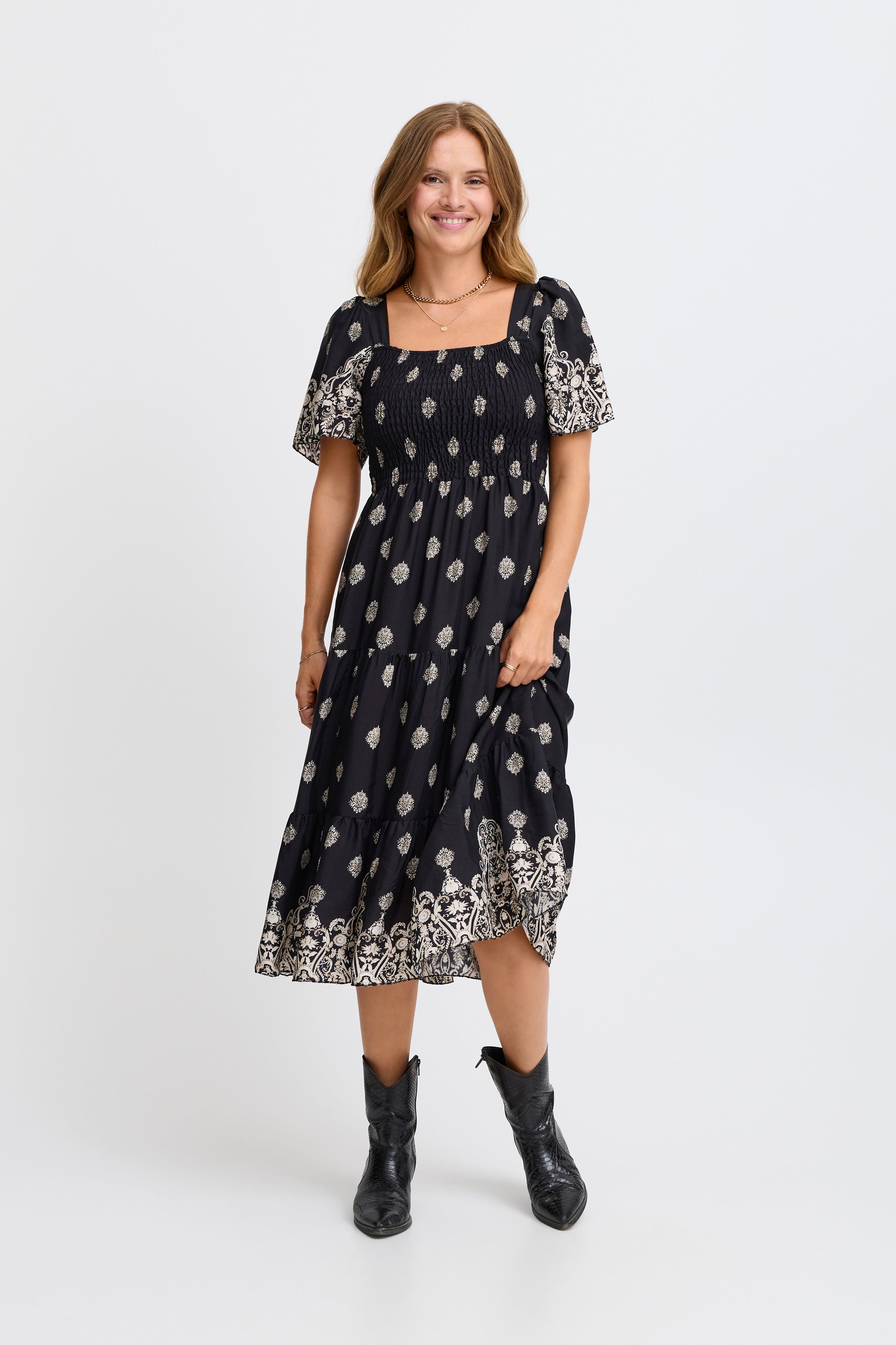 Megita Black Peasant Dress - 22100740