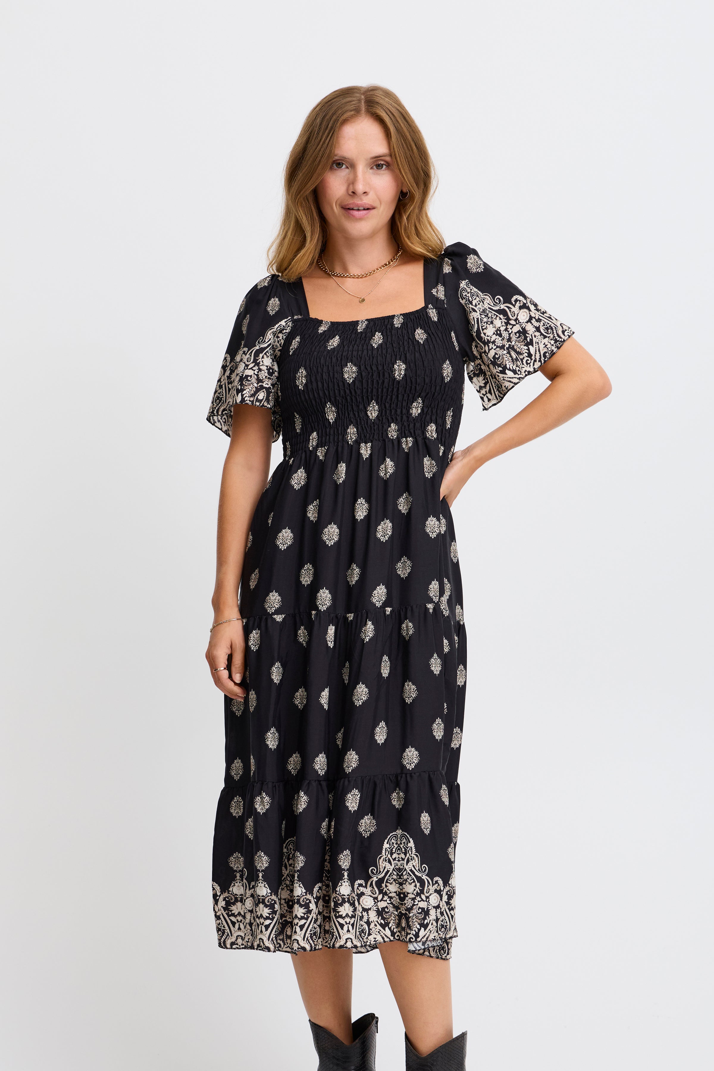 Megita Black Peasant Dress - 22100740