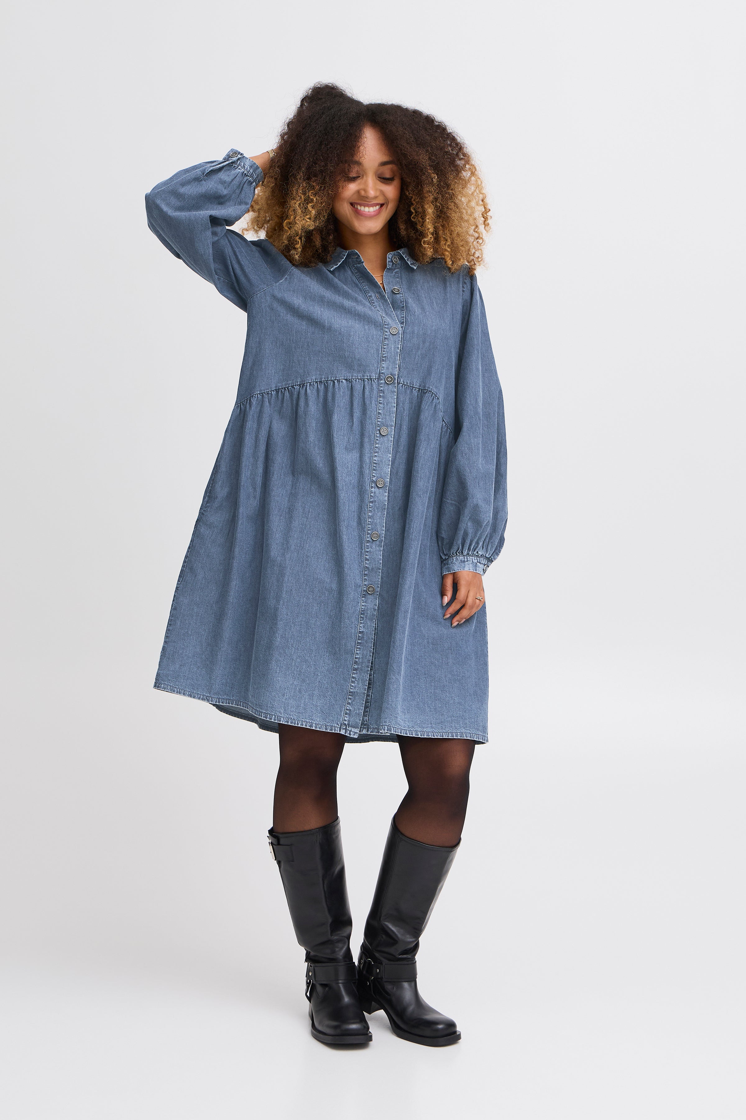 Lady Denim Shirt Dress - 22100881