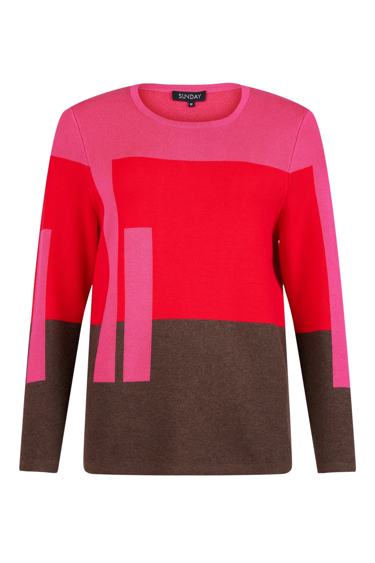 Red Colour Block Pullover - 06119