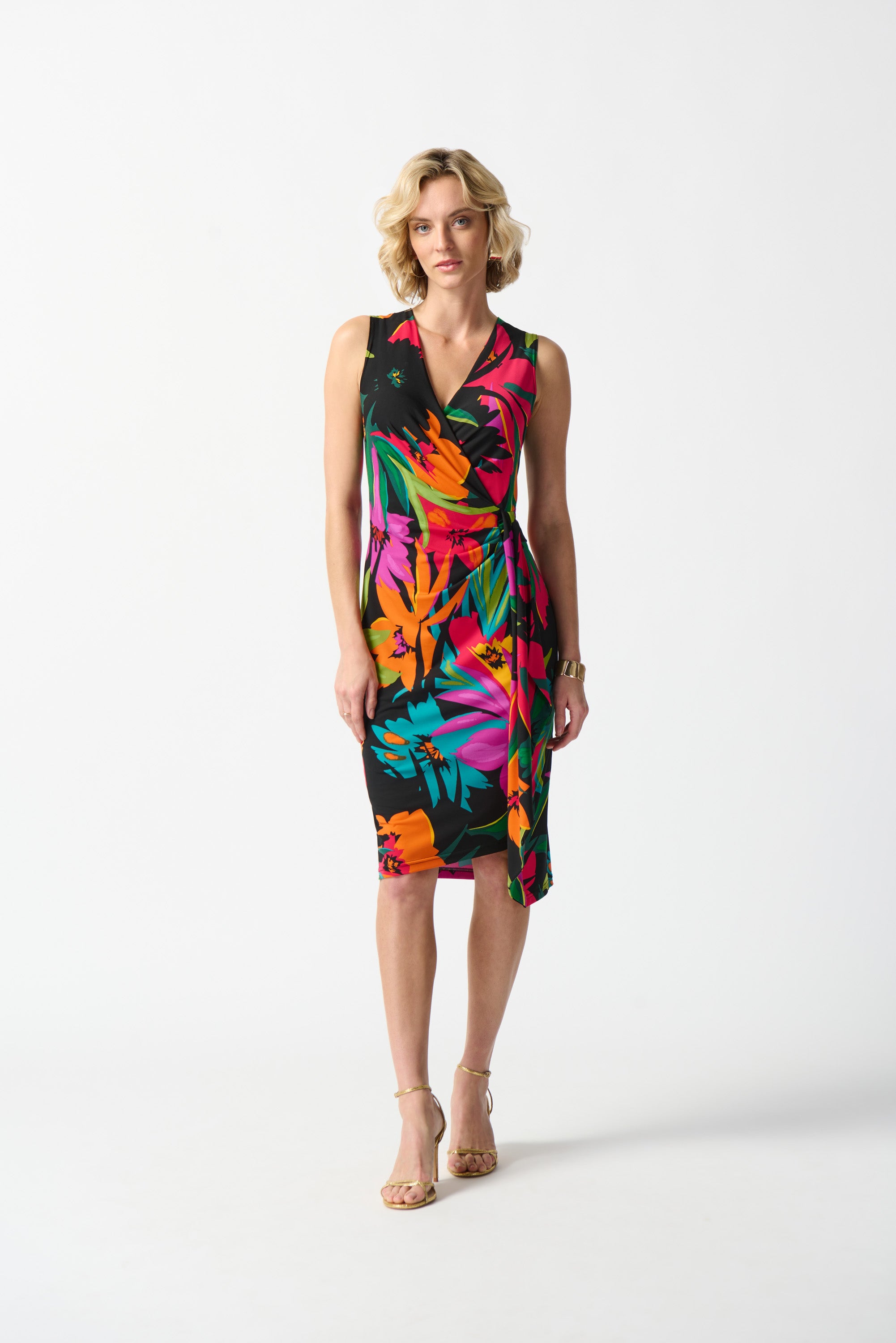 Tropical Print Wrap Dress 242012