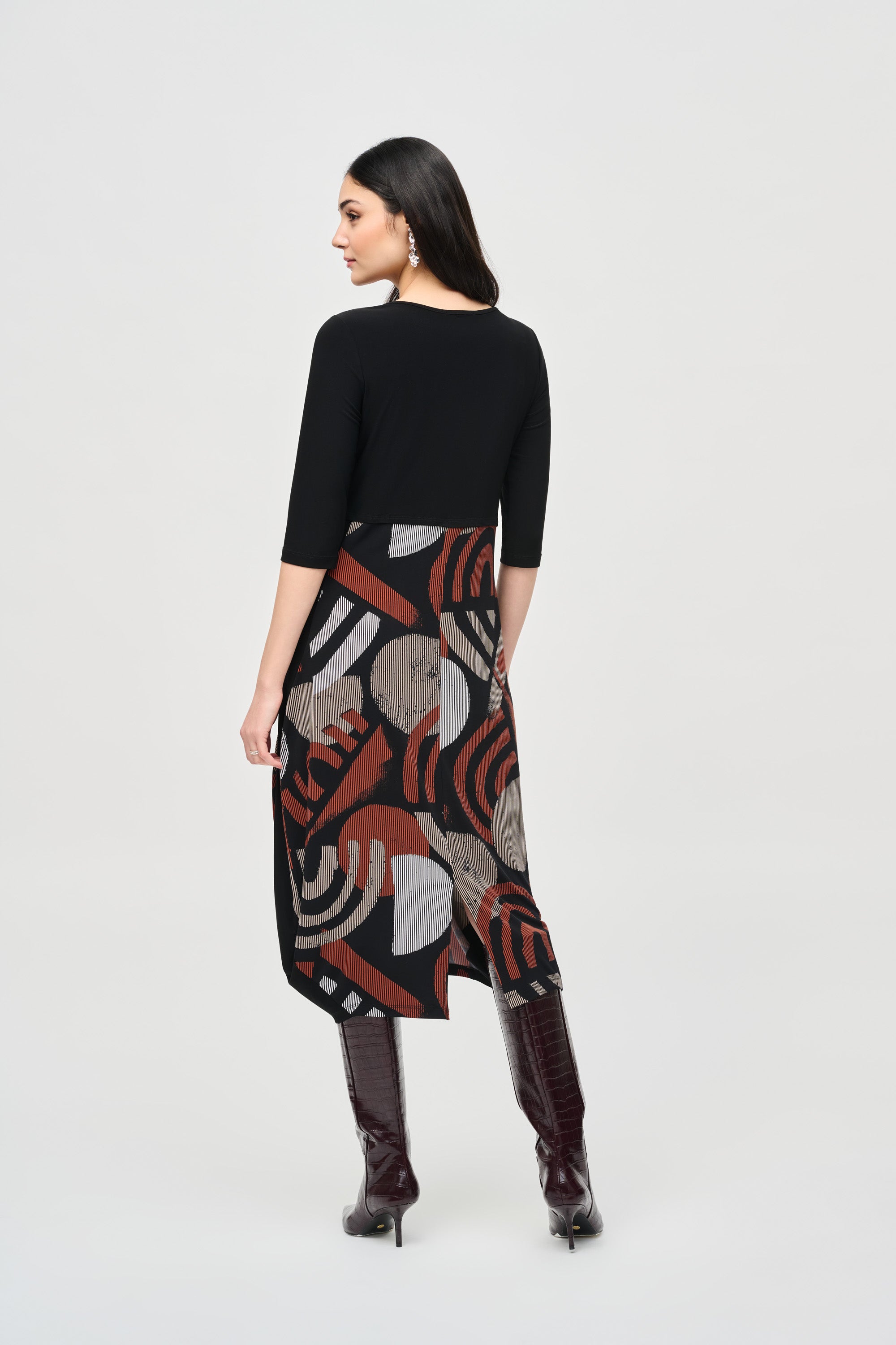 Black & Print Dress - 243234