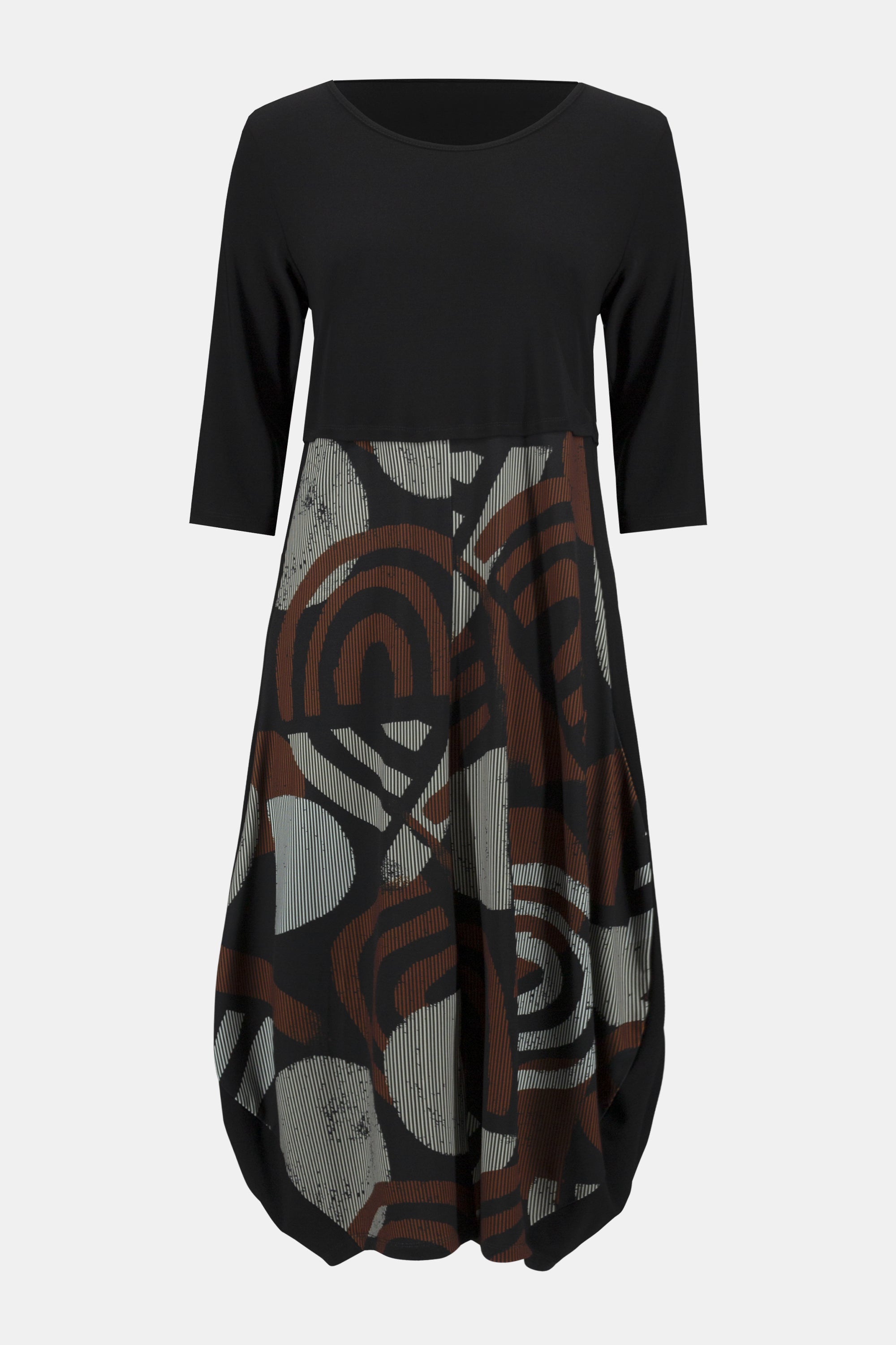 Black & Print Dress - 243234