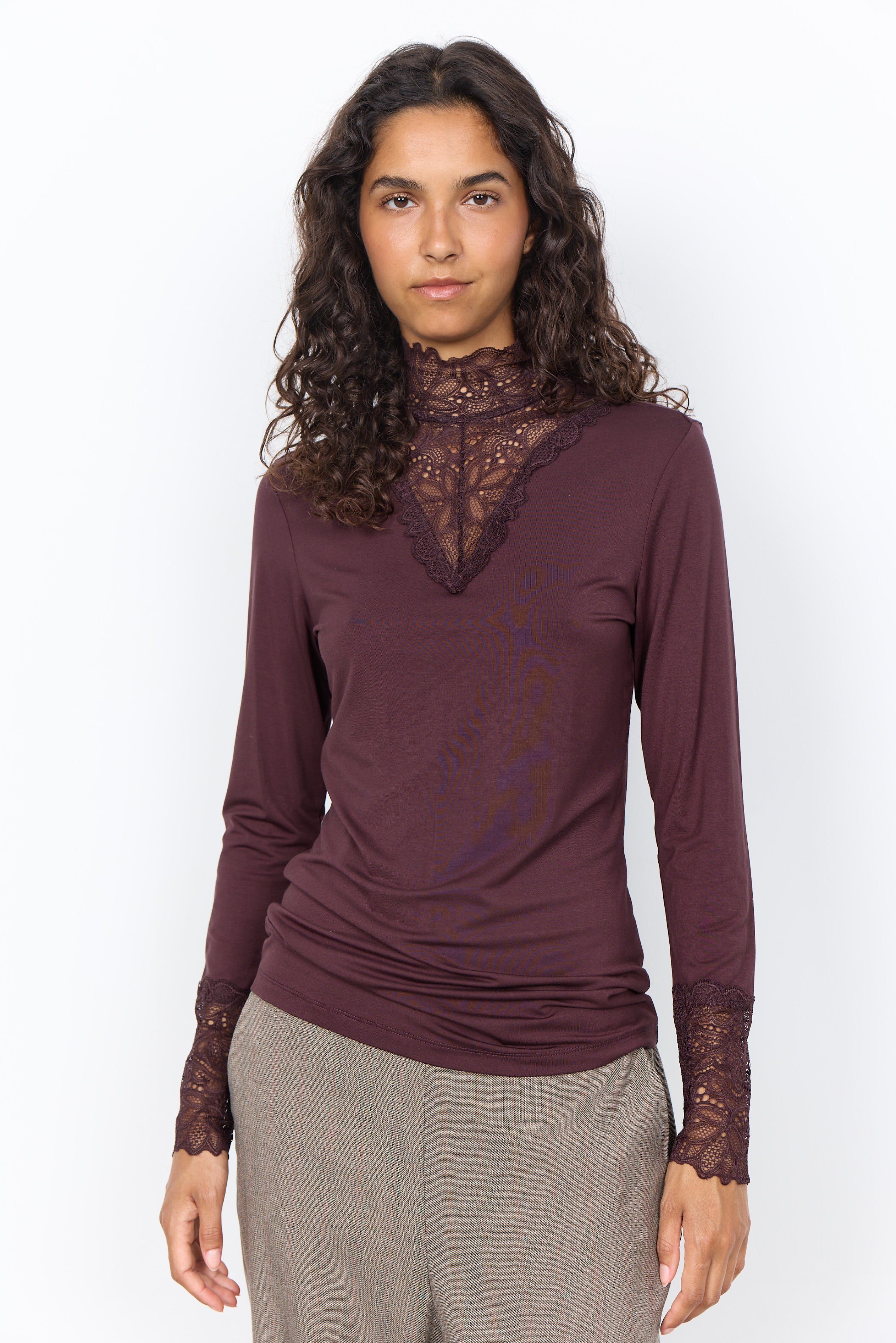Marica 20 Chocolate Plum Lace Poloneck - 24941