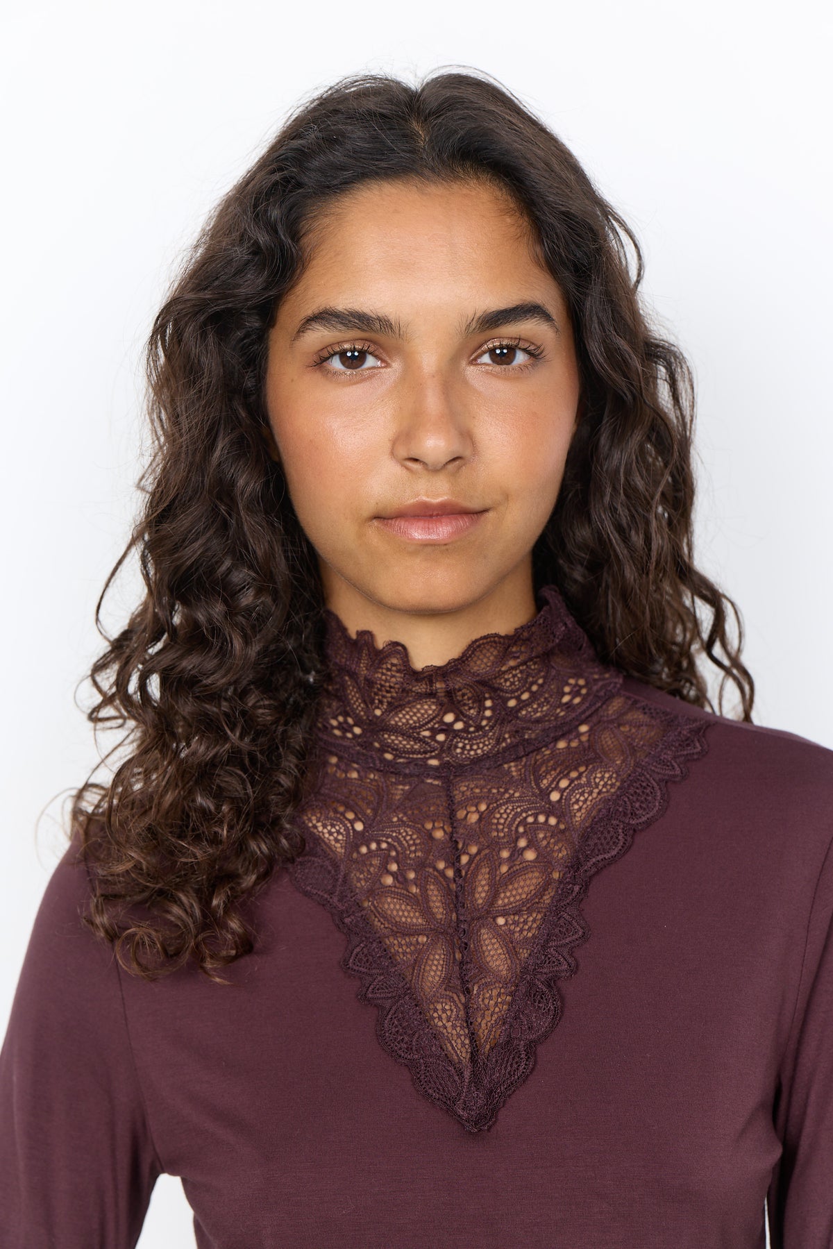 Marica 20 Chocolate Plum Lace Poloneck - 24941