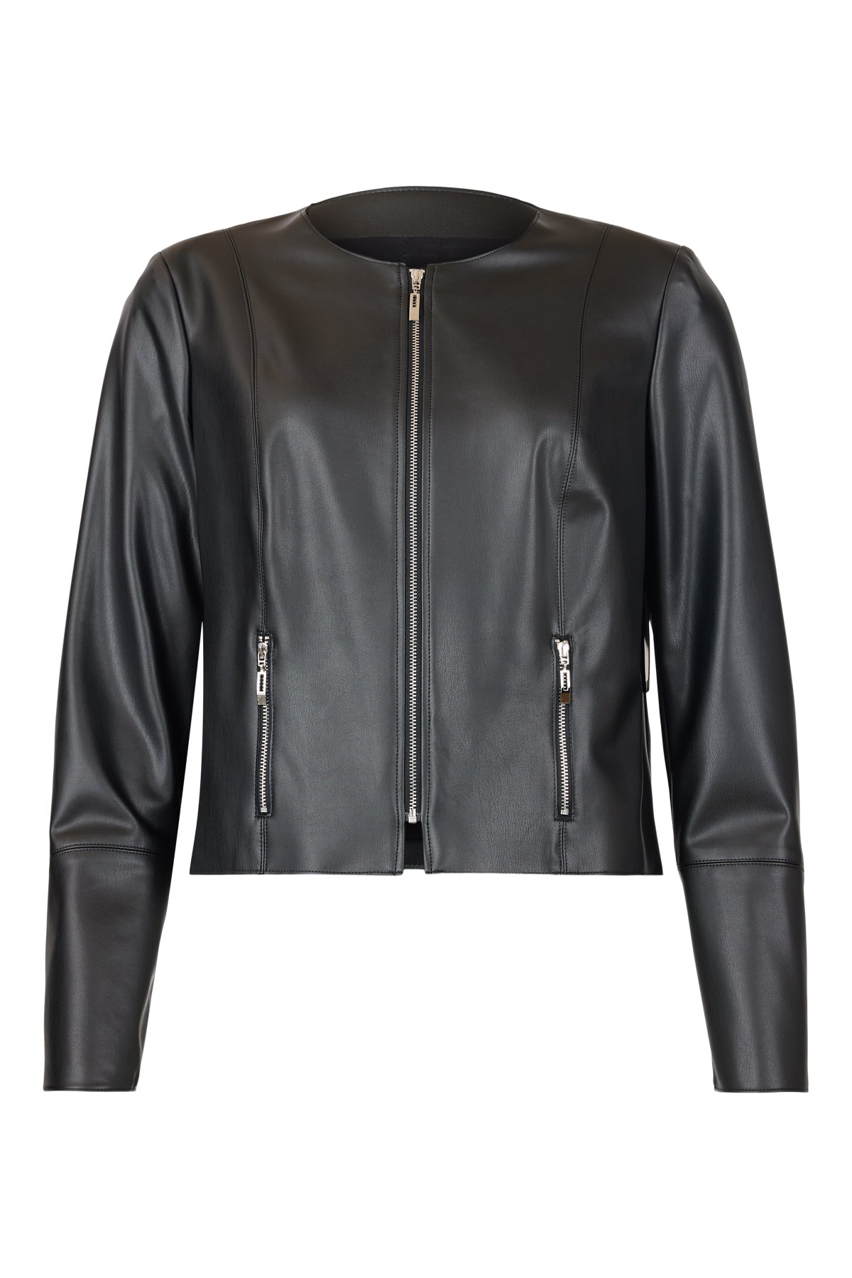 Black Faux Leather Jacket - 67348