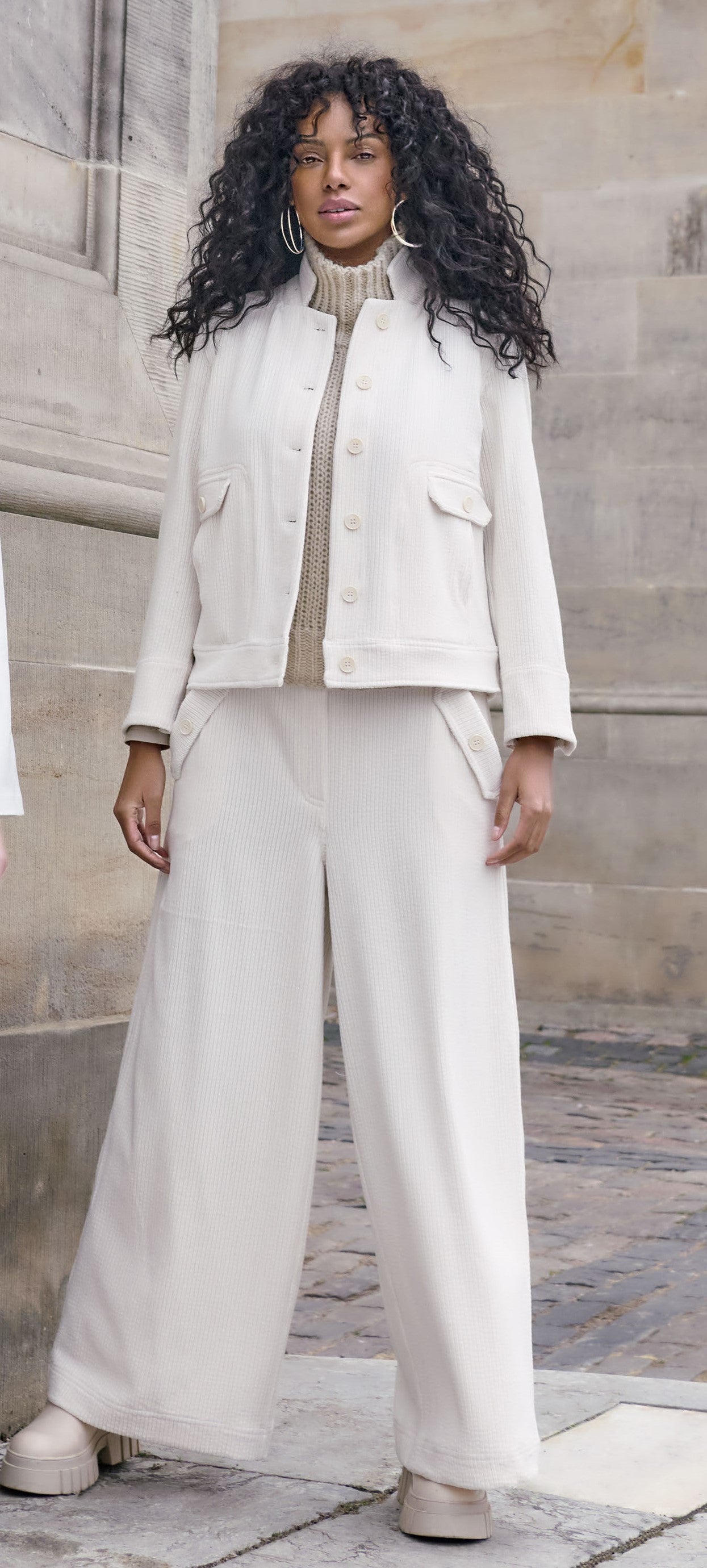 Cream Wide Leg Trousers - 81426