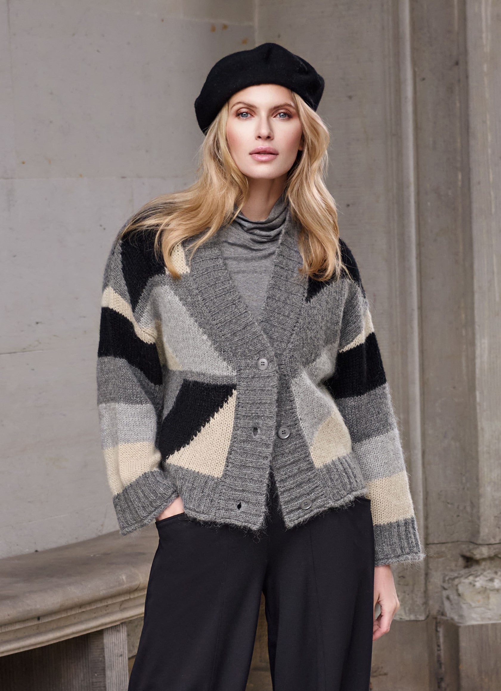 Grey Stripe Cardigan - 87160