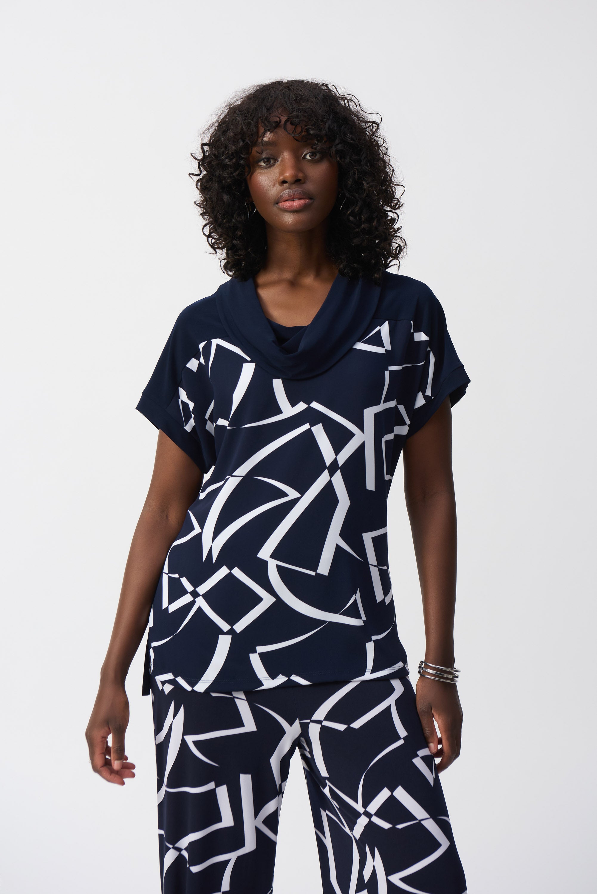 Midnight Blue Cowl Neck Top - 251110