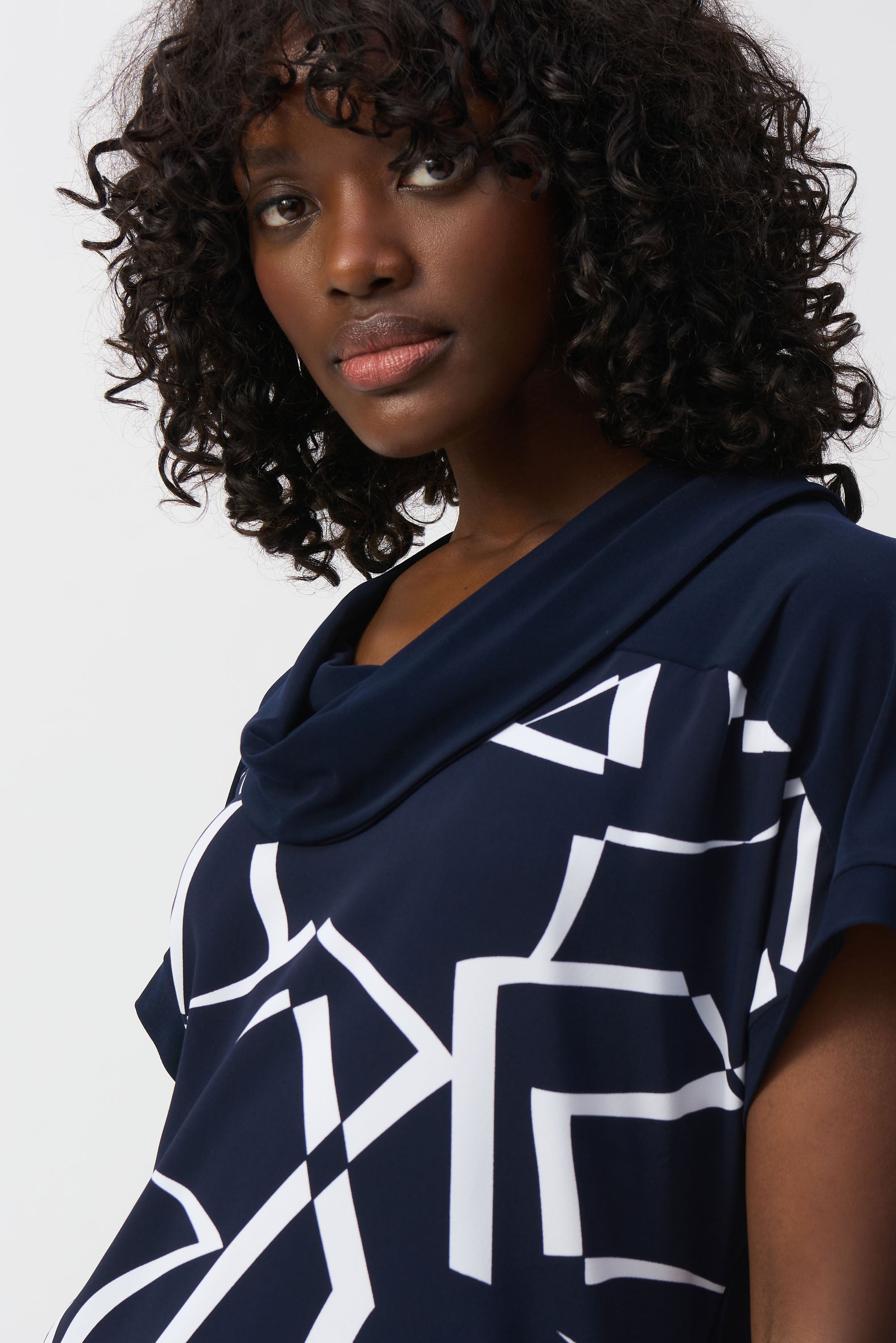 Midnight Blue Cowl Neck Top - 251110