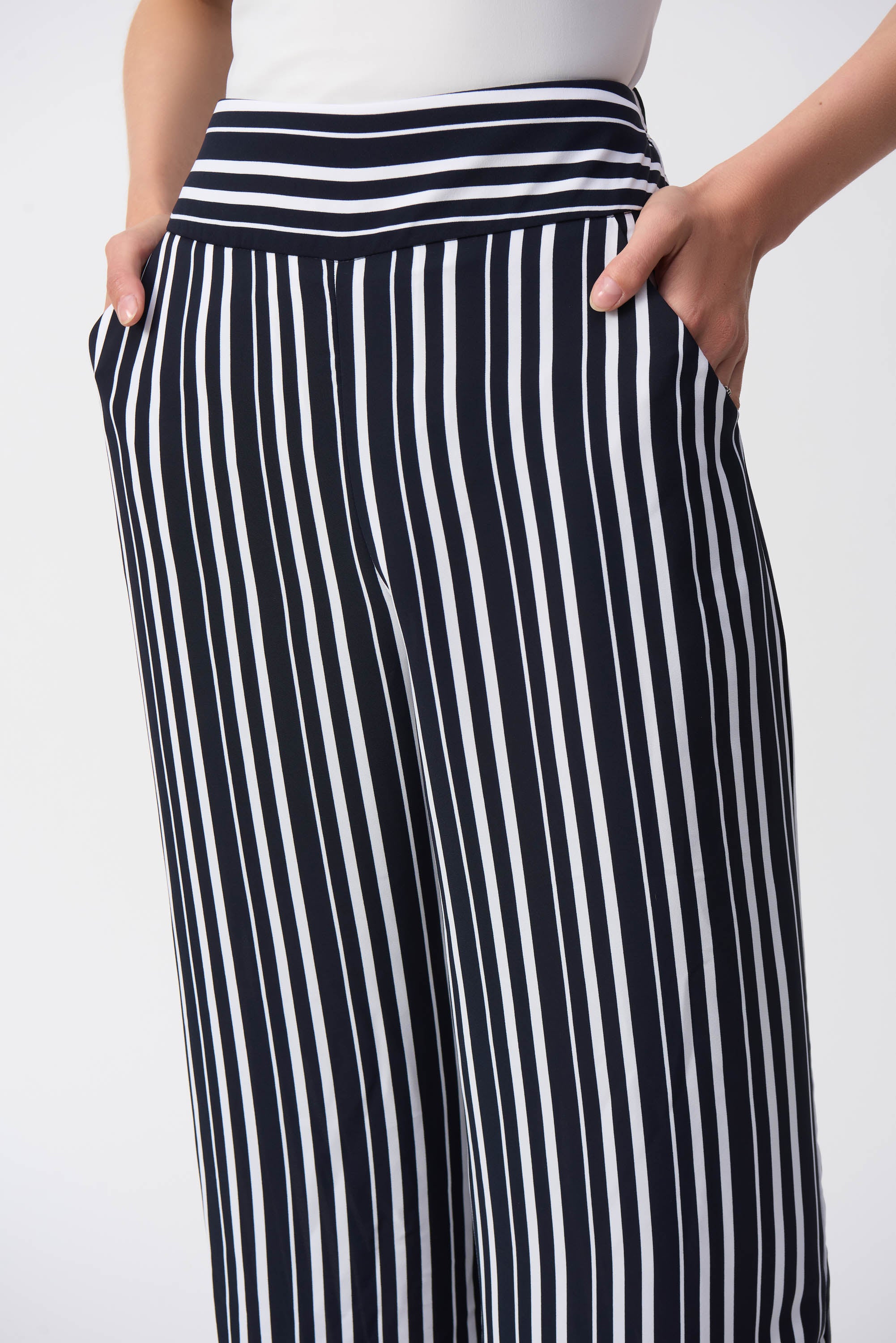 Navy Striped Crop Trousers - 251162