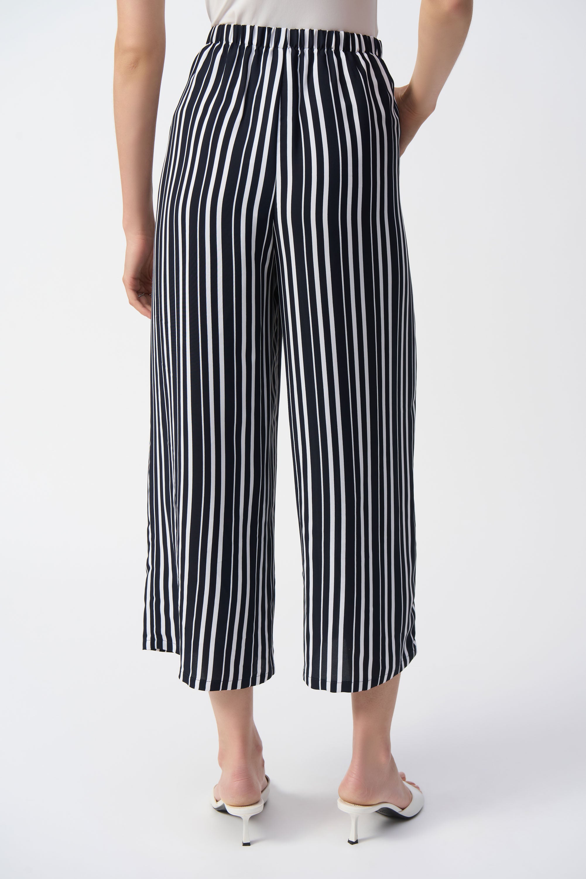 Navy Striped Crop Trousers - 251162