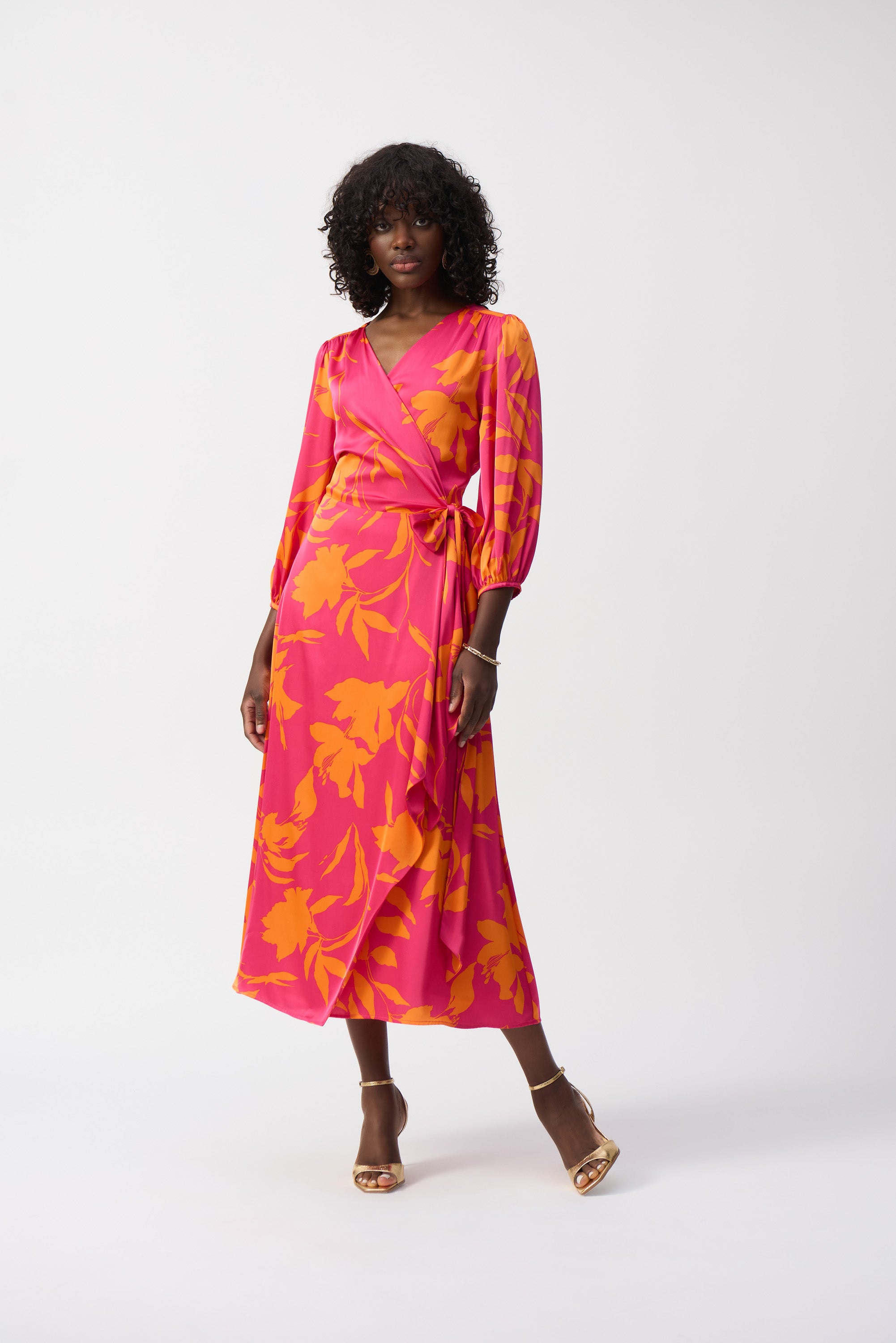 Pink/Orange Wrap Dress - 251906