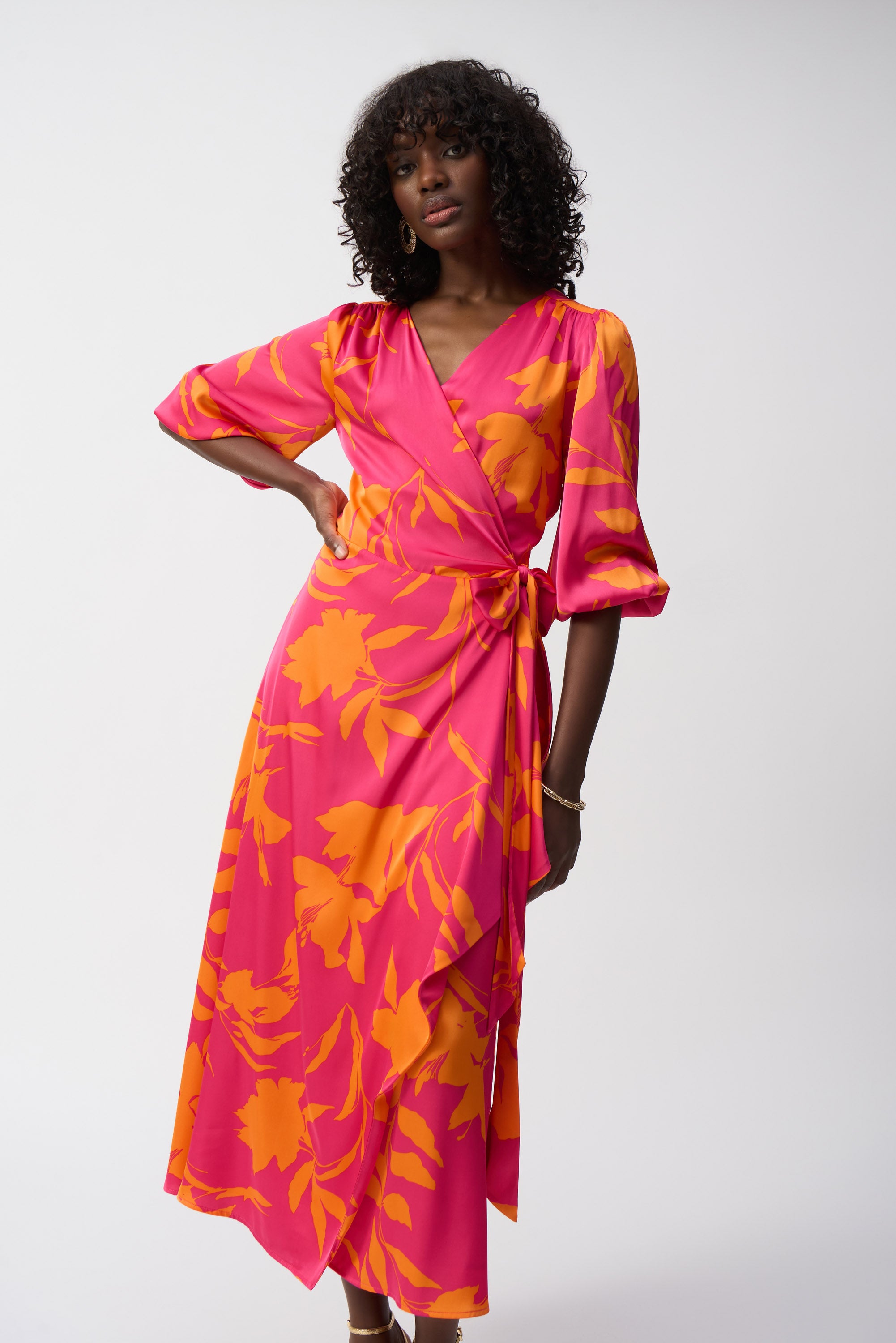 Pink/Orange Wrap Dress - 251906